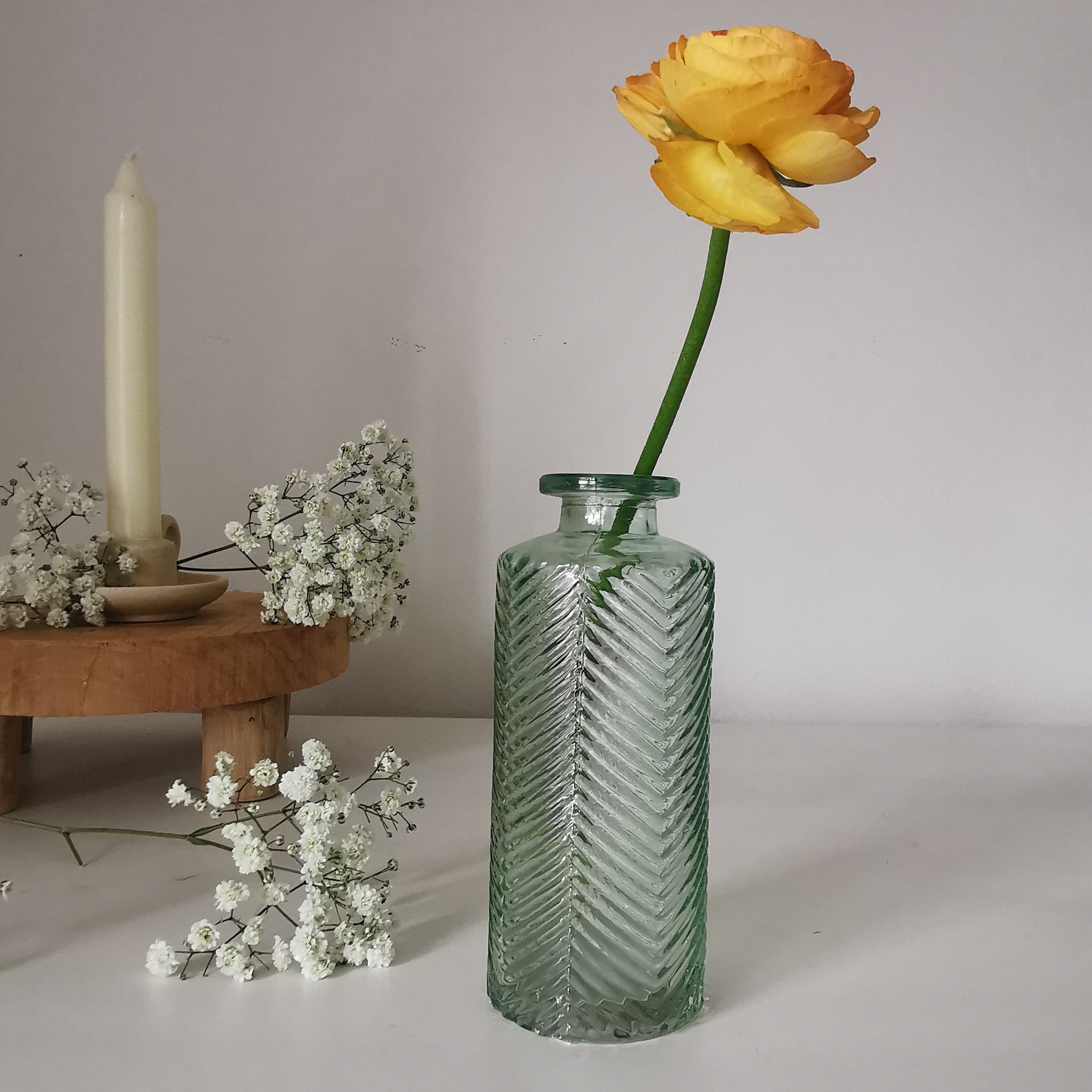 Herringbone Glass Bottle Pastel Shades