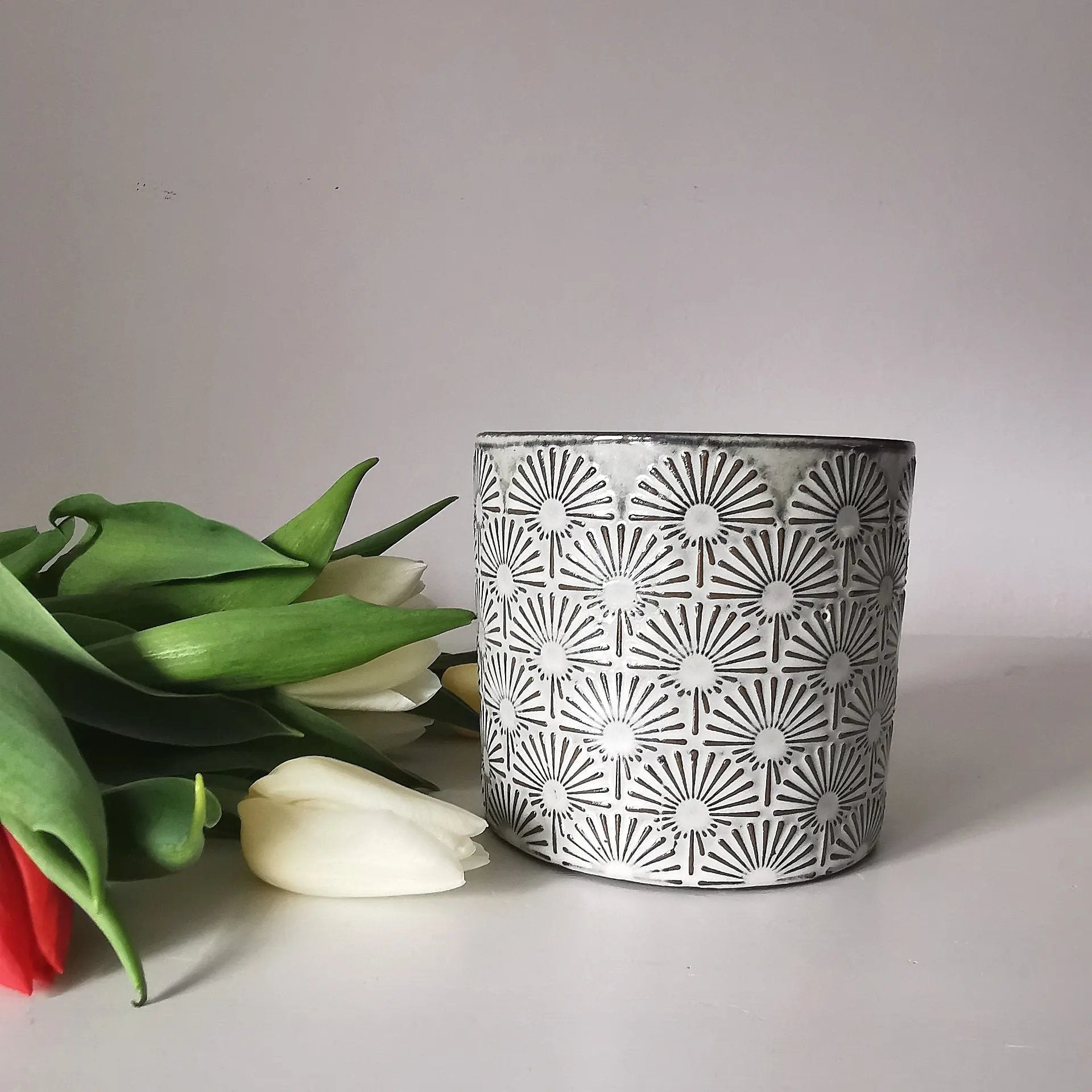 Grey Honeycomb Patterned Ceramic Plant Pots – Almasea
