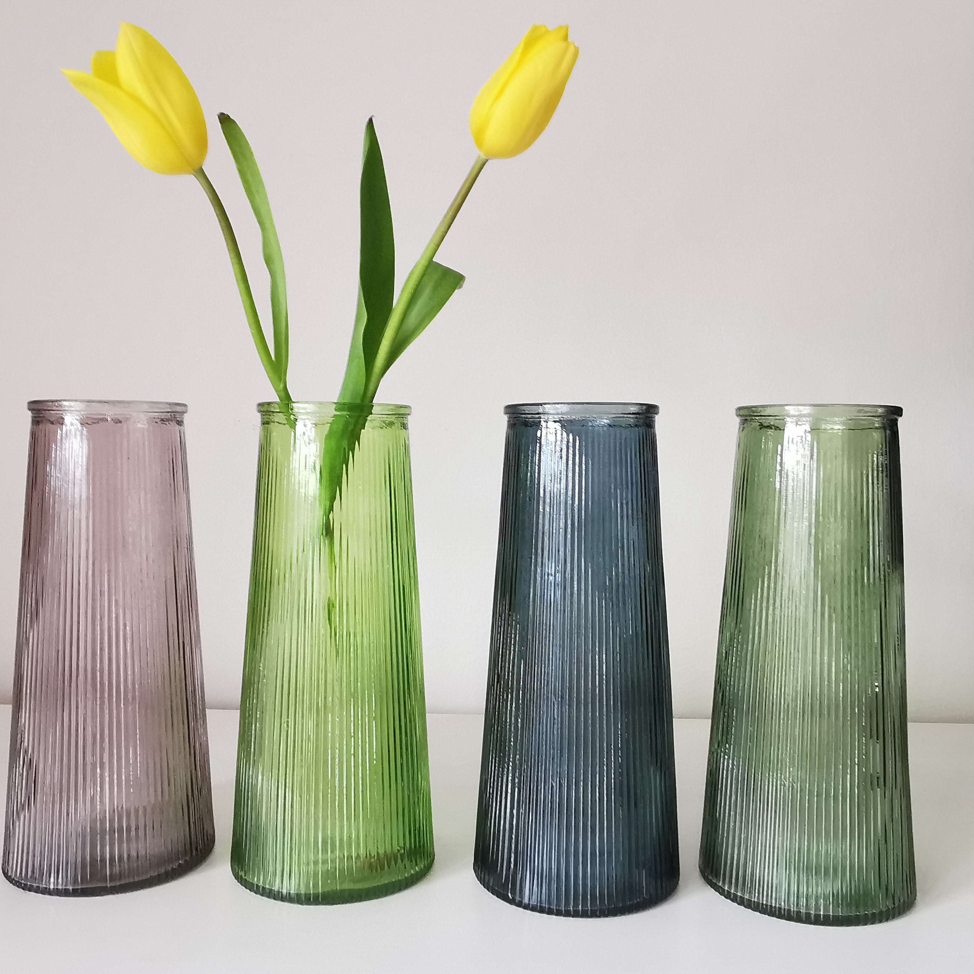 Tall Lined Coloured Bouquet Vase 22cm