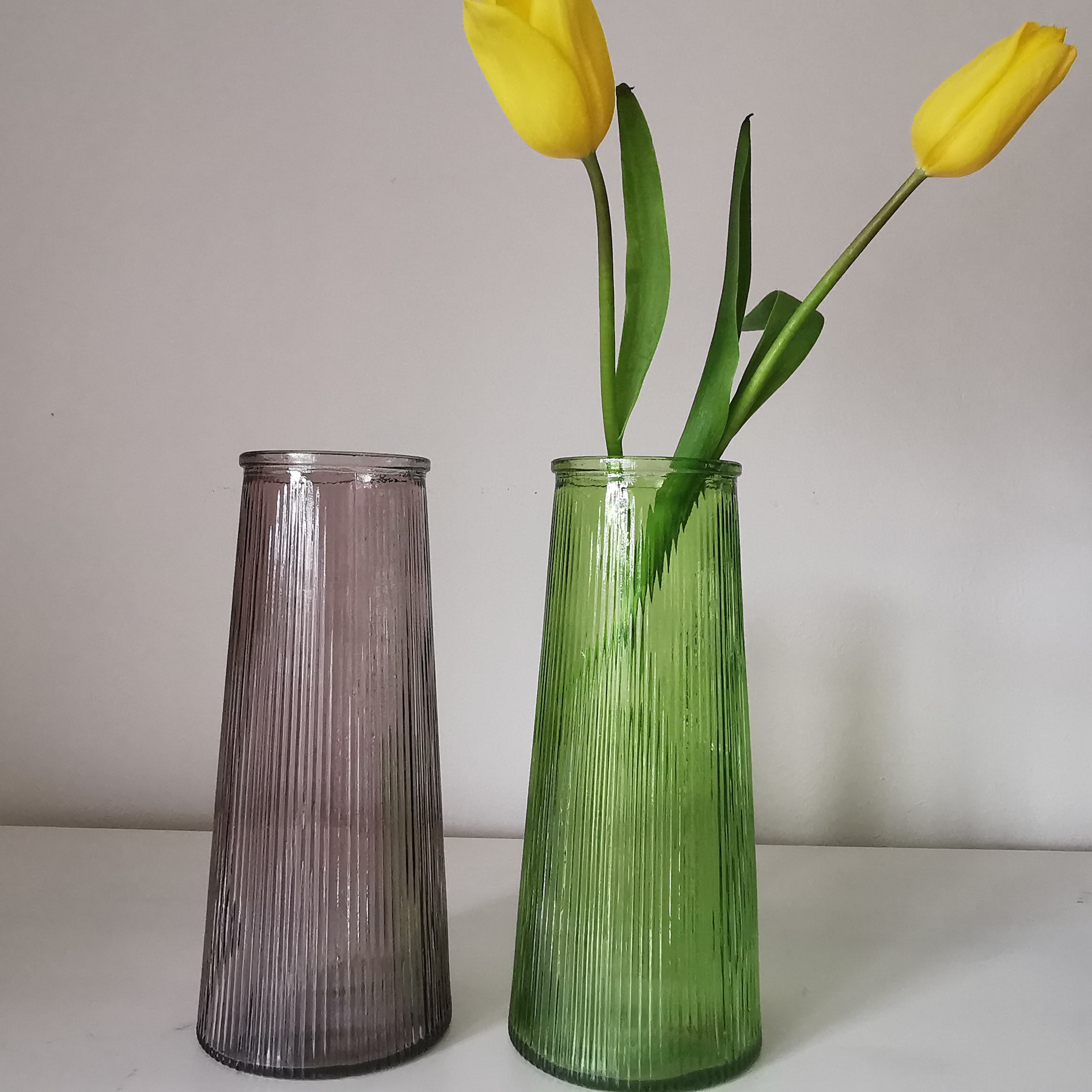 Tall Lined Coloured Bouquet Vase 22cm