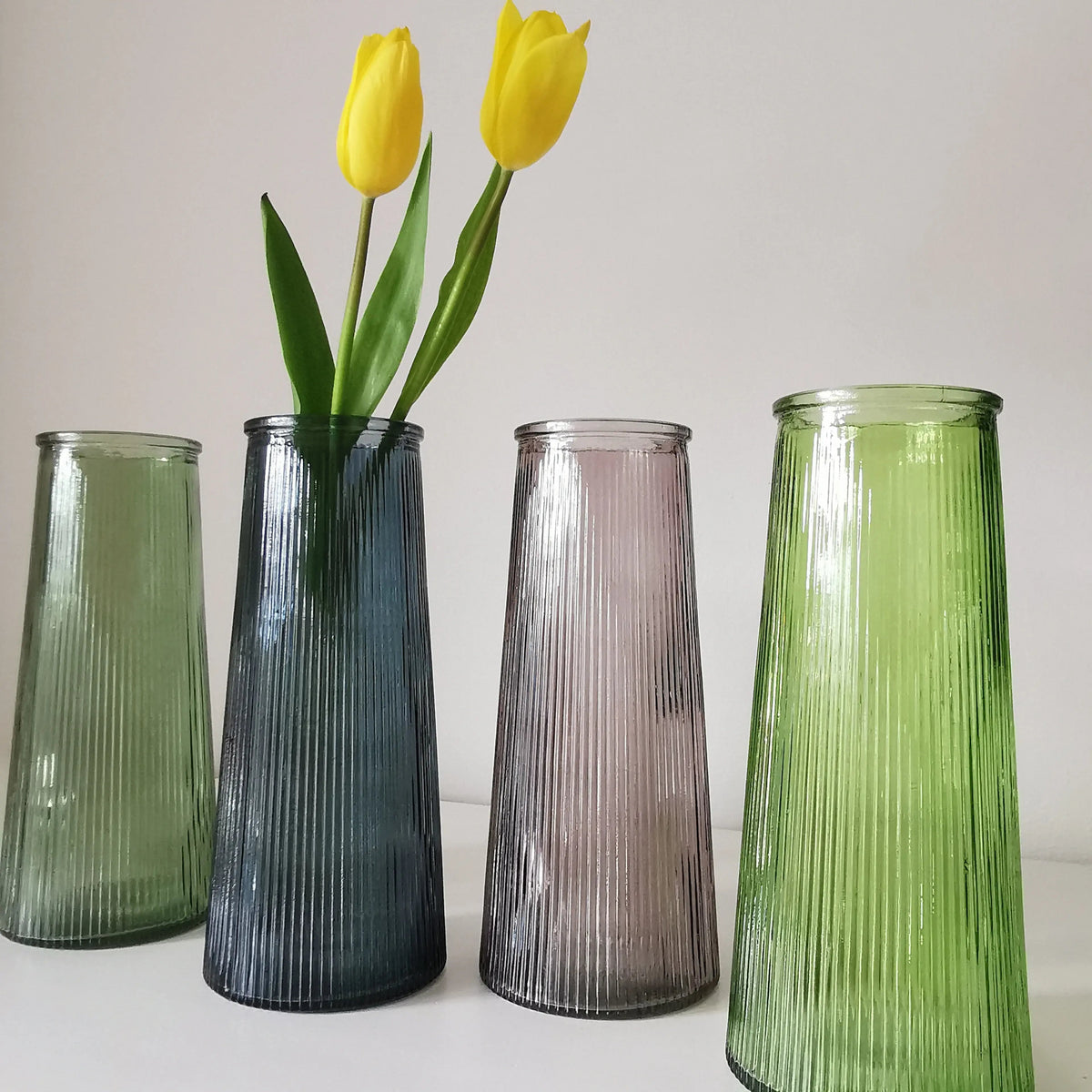 Tall Lined Coloured Bouquet Vase 22cm   Handcrafted Sustainable Living  Almasea
