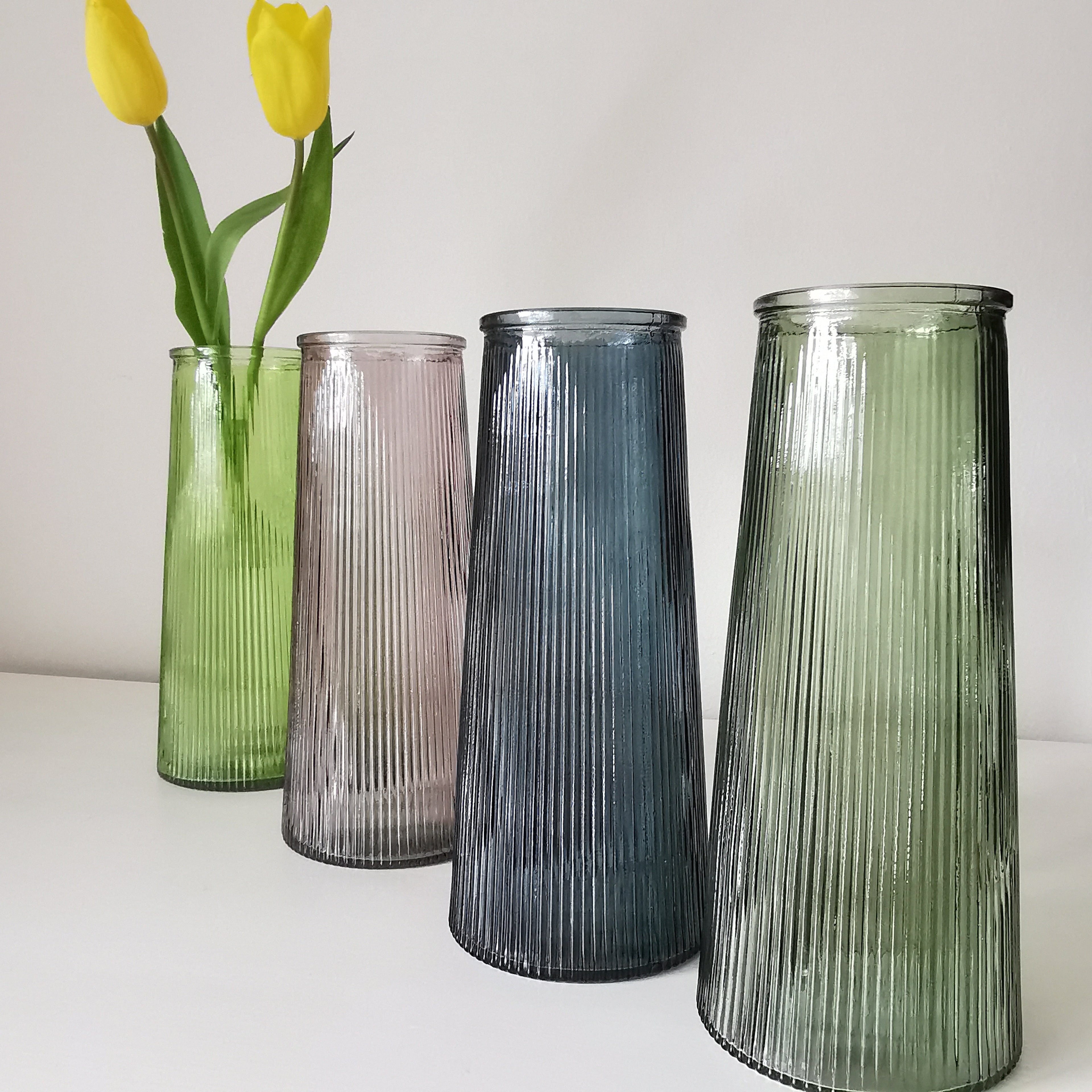 Tall Lined Coloured Bouquet Vase 22cm