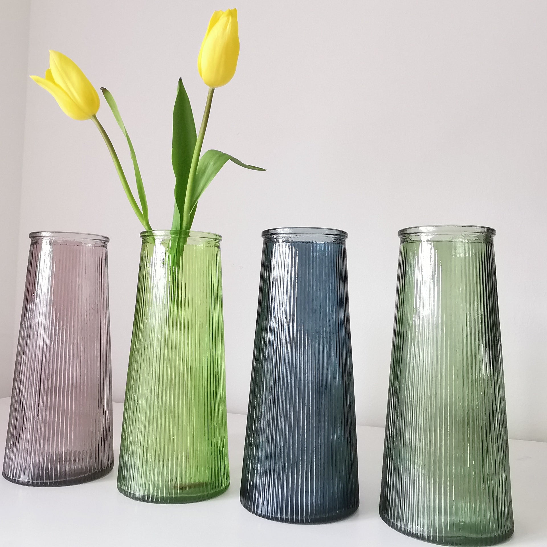 Tall Lined Coloured Bouquet Vase 22cm