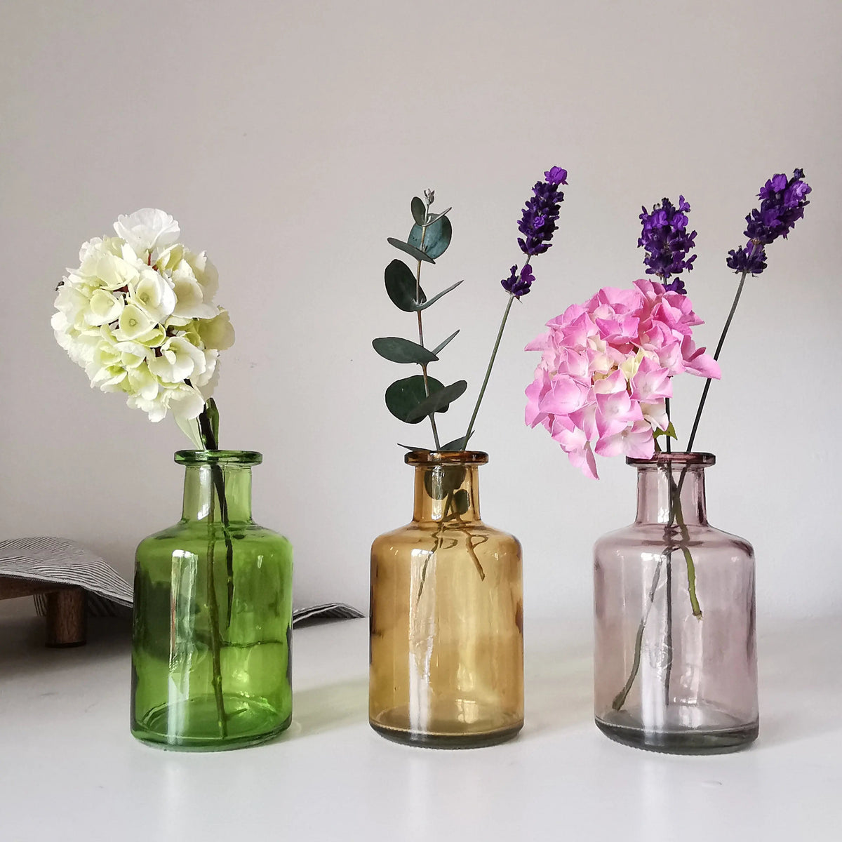 Glass Short Vase UK – Coloured Glass Bottle Vase   Handcrafted Sustainable Living  Almasea