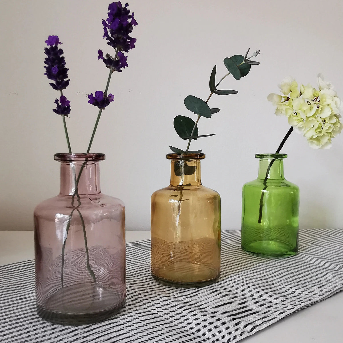 Glass Short Vase UK – Coloured Glass Bottle Vase   Handcrafted Sustainable Living  Almasea