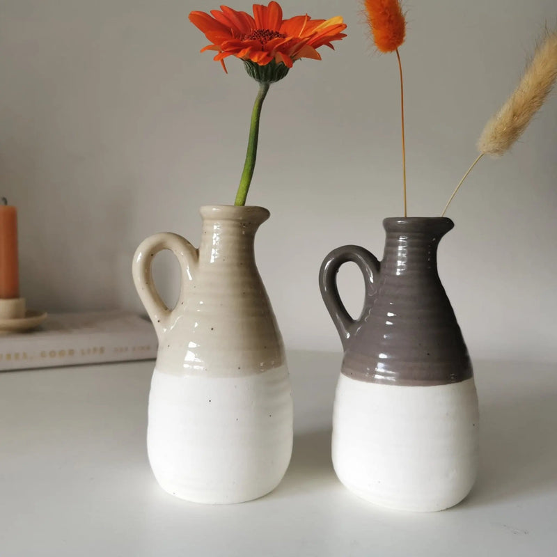 Decorative Ceramic Jug | Two-Tone Natural & Graphite UK   Handcrafted Sustainable Living  Almasea