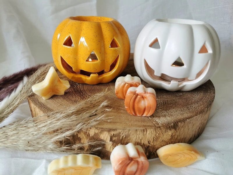 Halloween Pumpkin Wax Melt Burner – White or Orange   Handcrafted Sustainable Living  Almasea