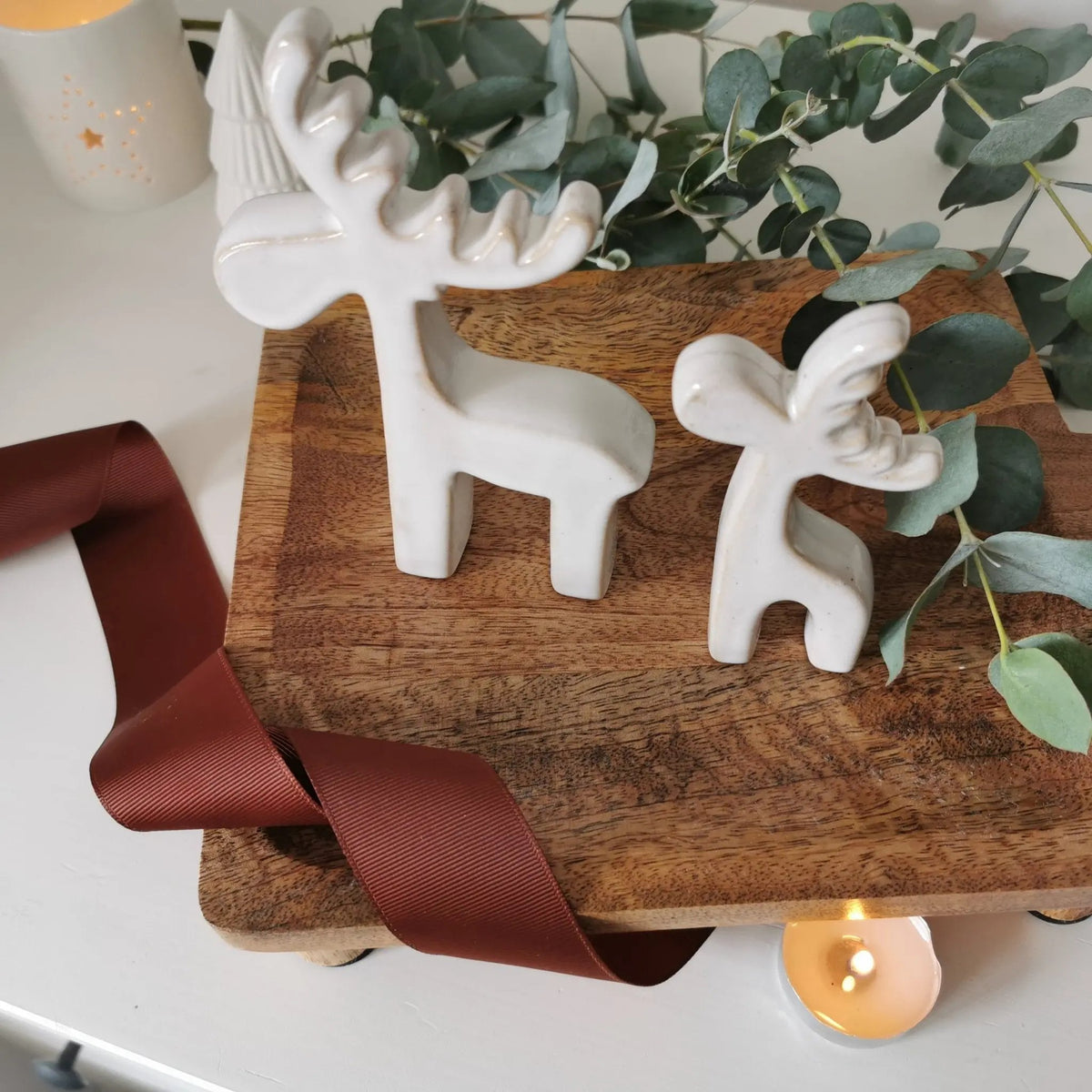 Nordic Reindeer Decoration UK | Off-White Ceramic   Handcrafted Sustainable Living  Almasea