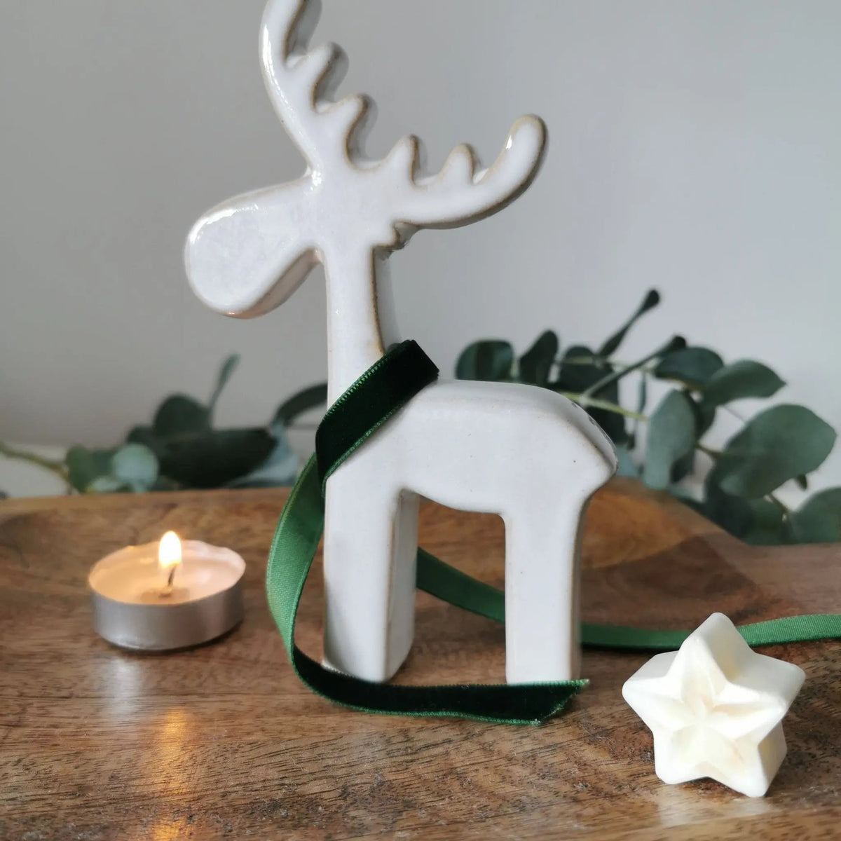 Nordic Reindeer Decoration UK | Off-White Ceramic   Handcrafted Sustainable Living  Almasea
