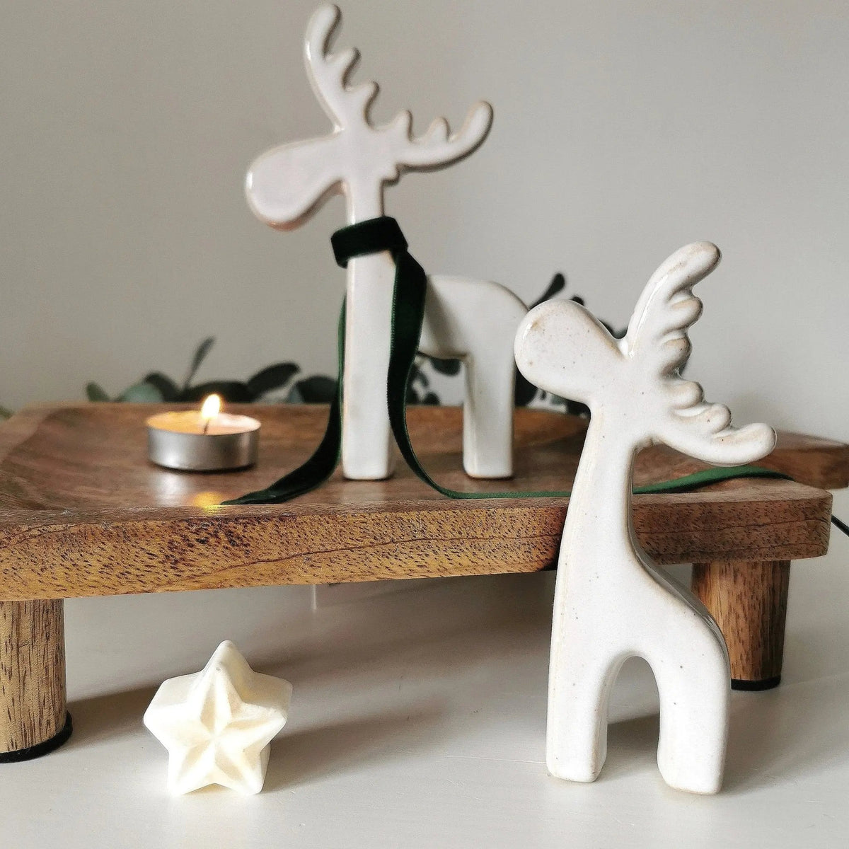 Nordic Reindeer Decoration UK | Off-White Ceramic   Handcrafted Sustainable Living  Almasea