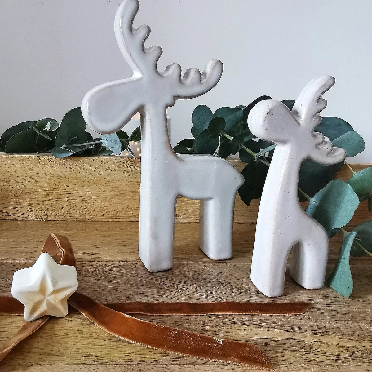 Nordic Reindeer Decoration UK | Off-White Ceramic   Handcrafted Sustainable Living  Almasea