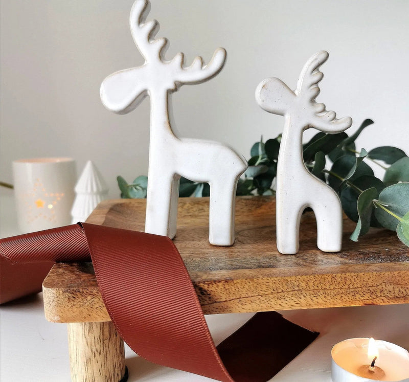 Nordic Reindeer Decoration UK | Off-White Ceramic   Handcrafted Sustainable Living  Almasea