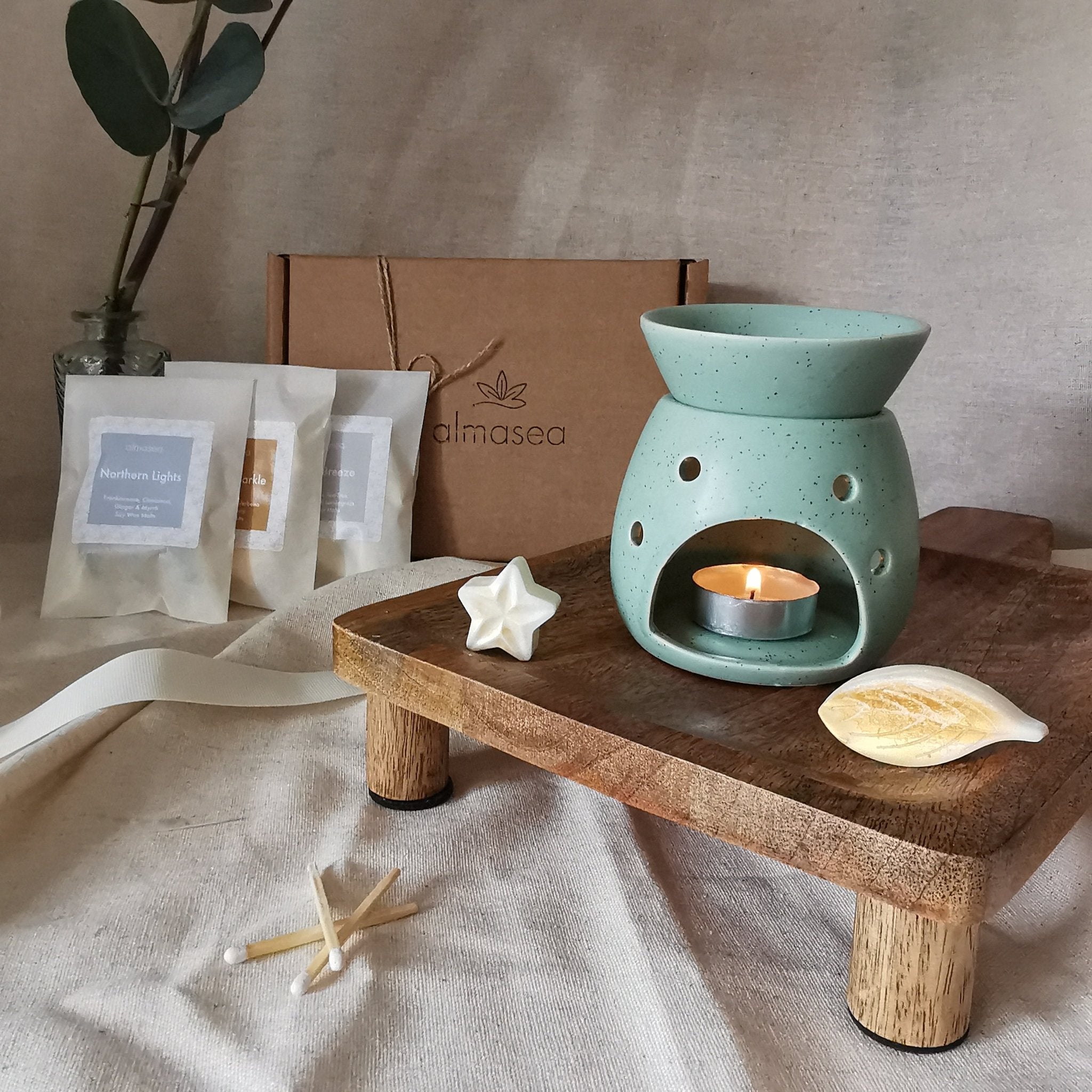 Aqua Green & Stone Speckled Wax Melt Warmer Oil Burner