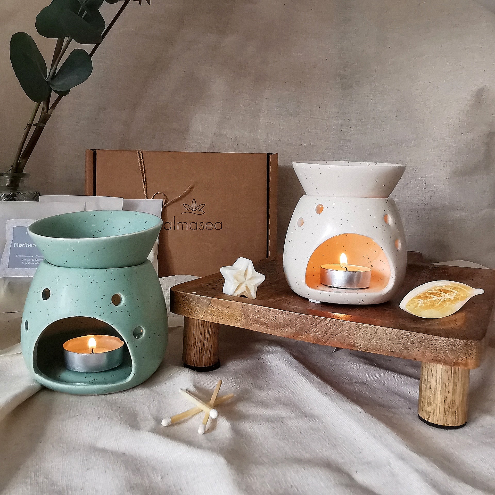 Aqua Green & Stone Speckled Wax Melt Warmer Oil Burner
