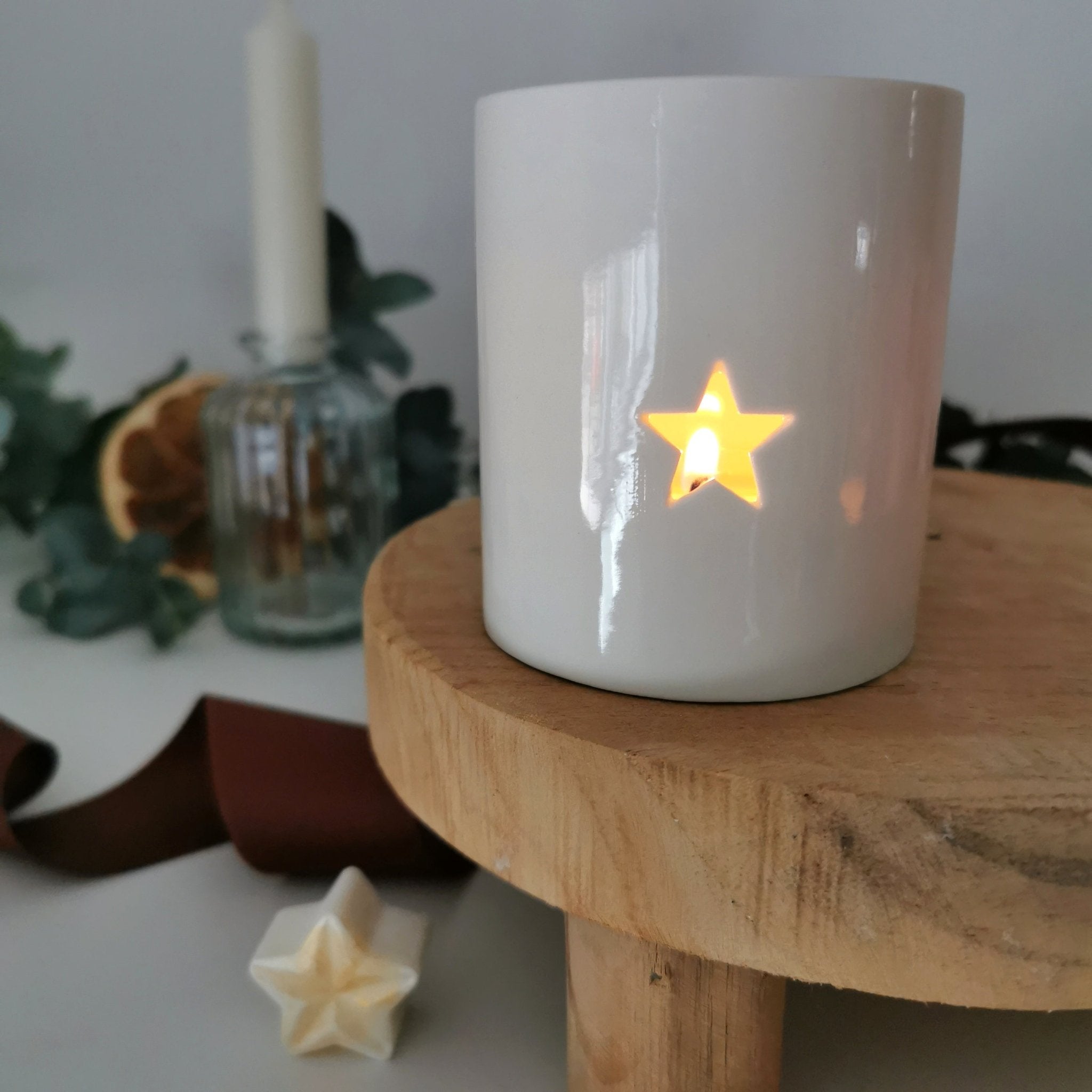 Shine Bright Gift Box Two Star Tea light Holder Set