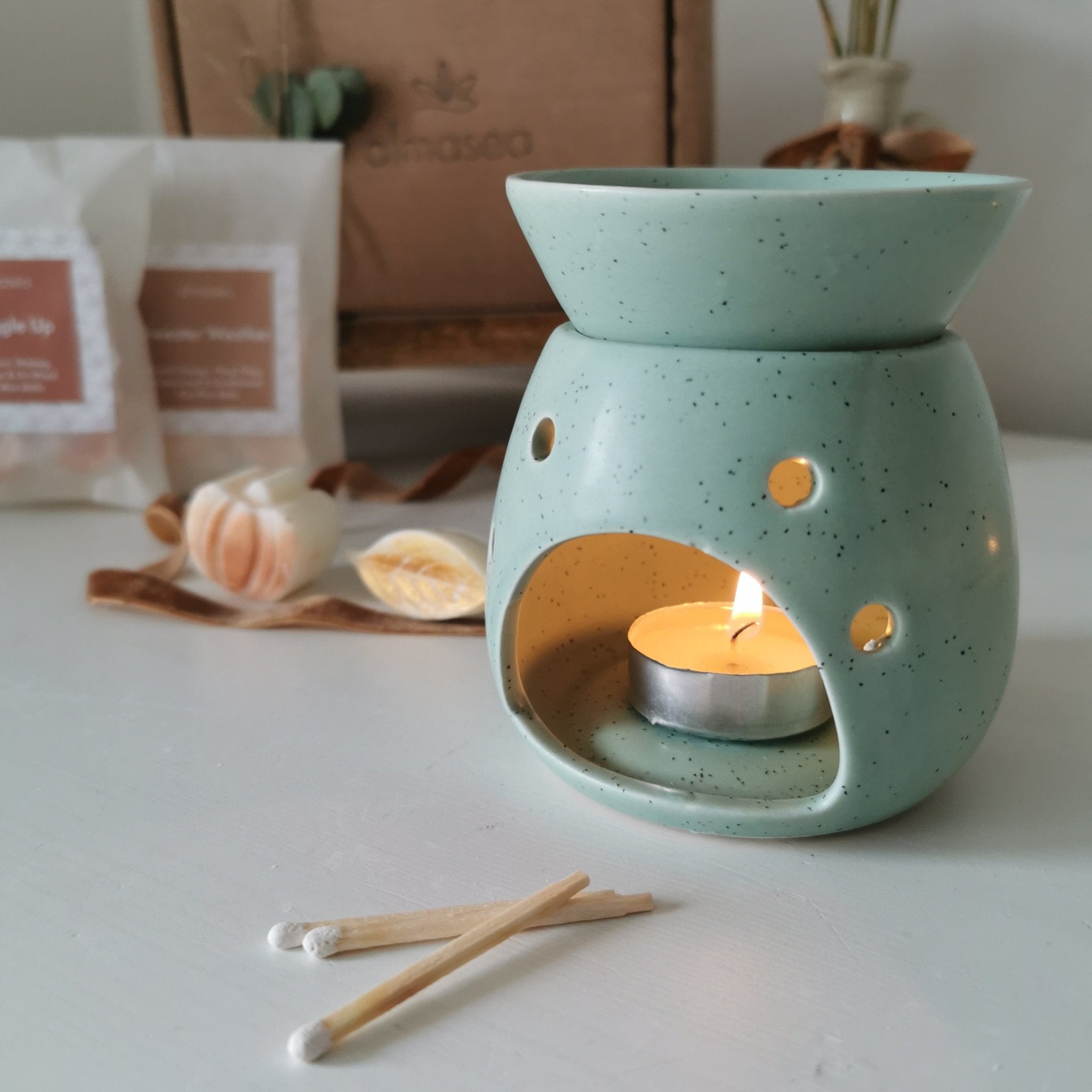 Aqua Green & Stone Speckled Wax Melt Warmer Oil Burner