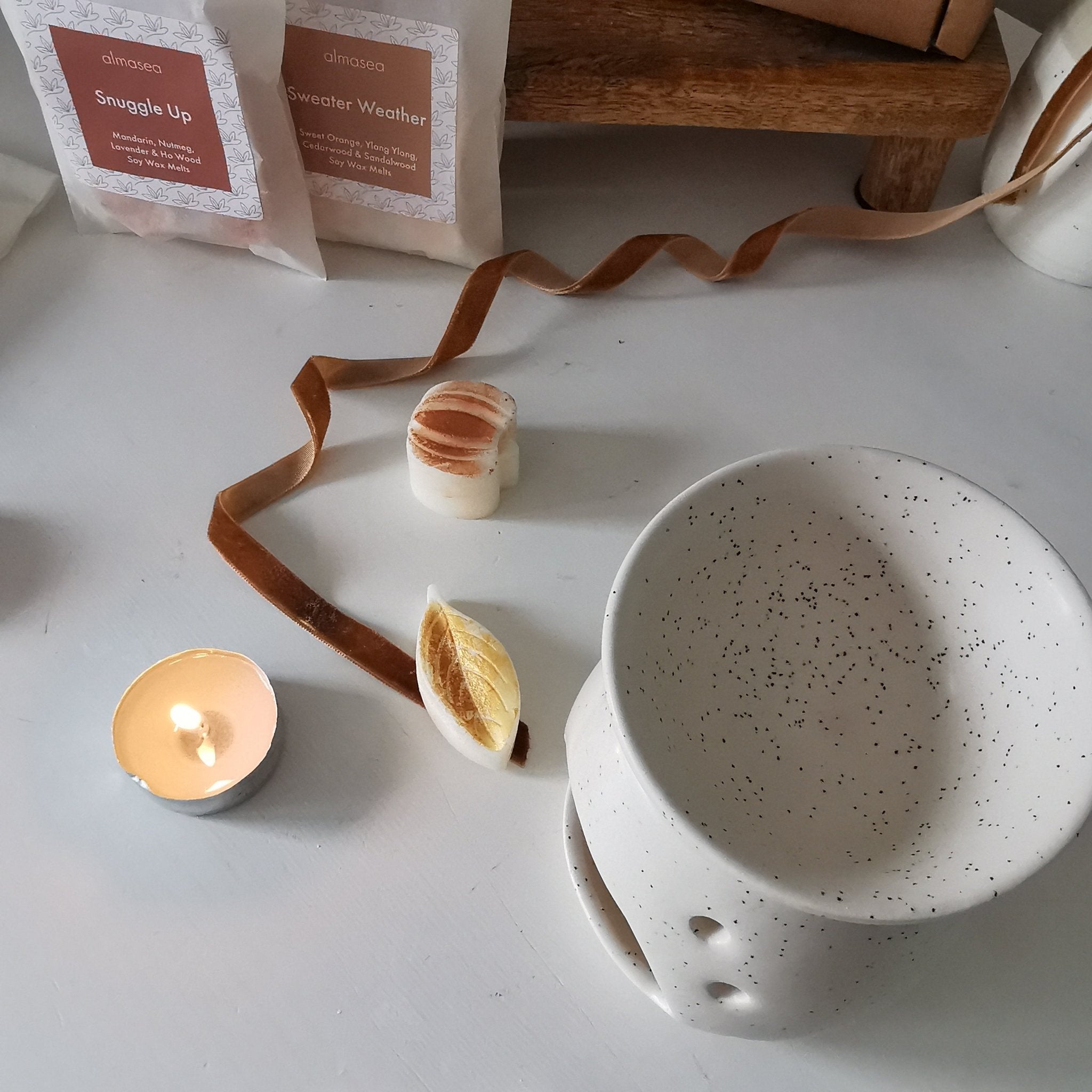 Aqua Green & Stone Speckled Wax Melt Warmer Oil Burner
