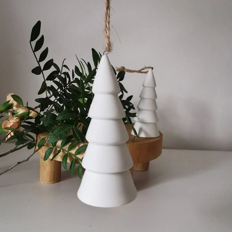 Dolomite Christmas Tree Decoration – White Matt, 10.5cm   Handcrafted Sustainable Living  Almasea