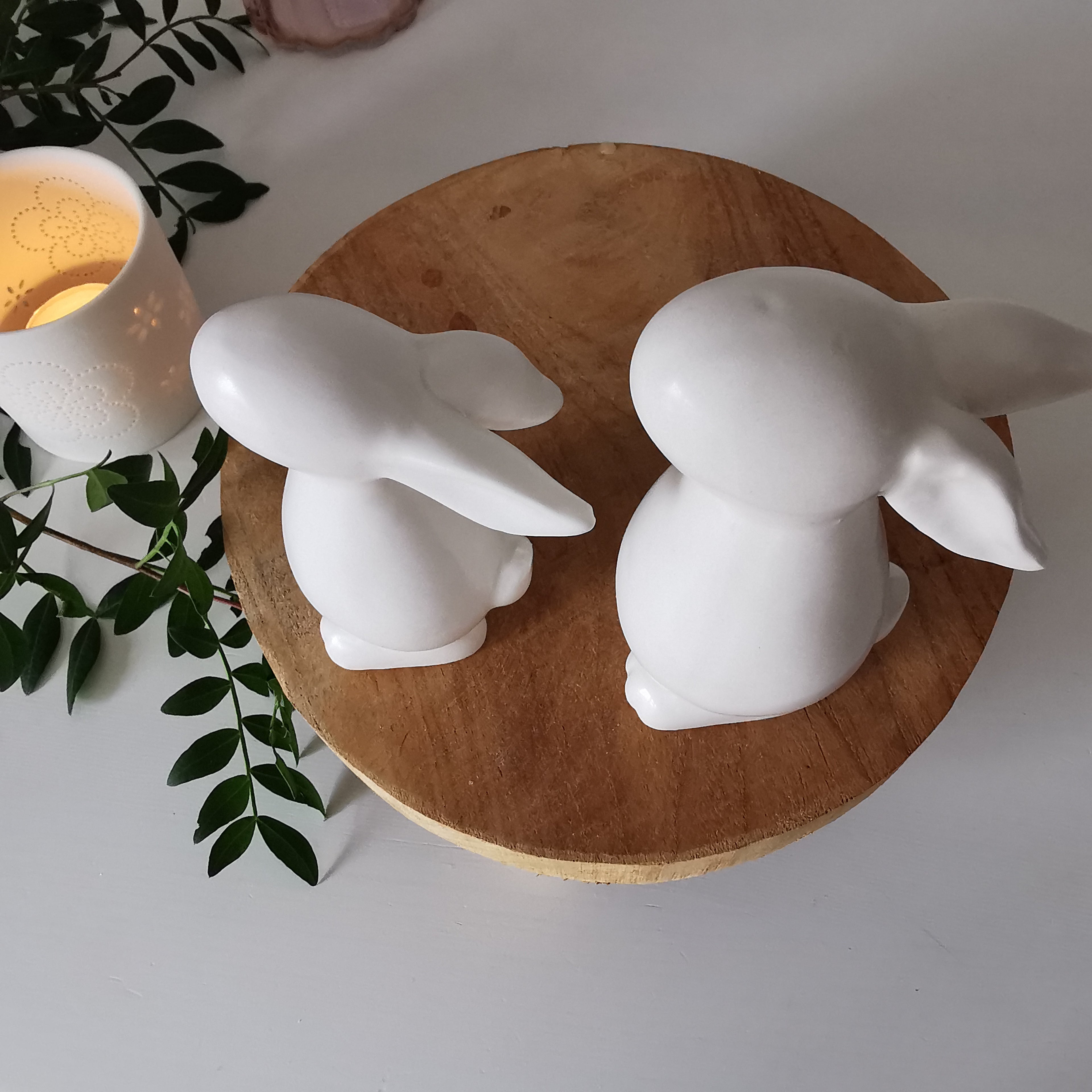 Matt White Ceramic Bunny Rabbit Standing Easter Decoration