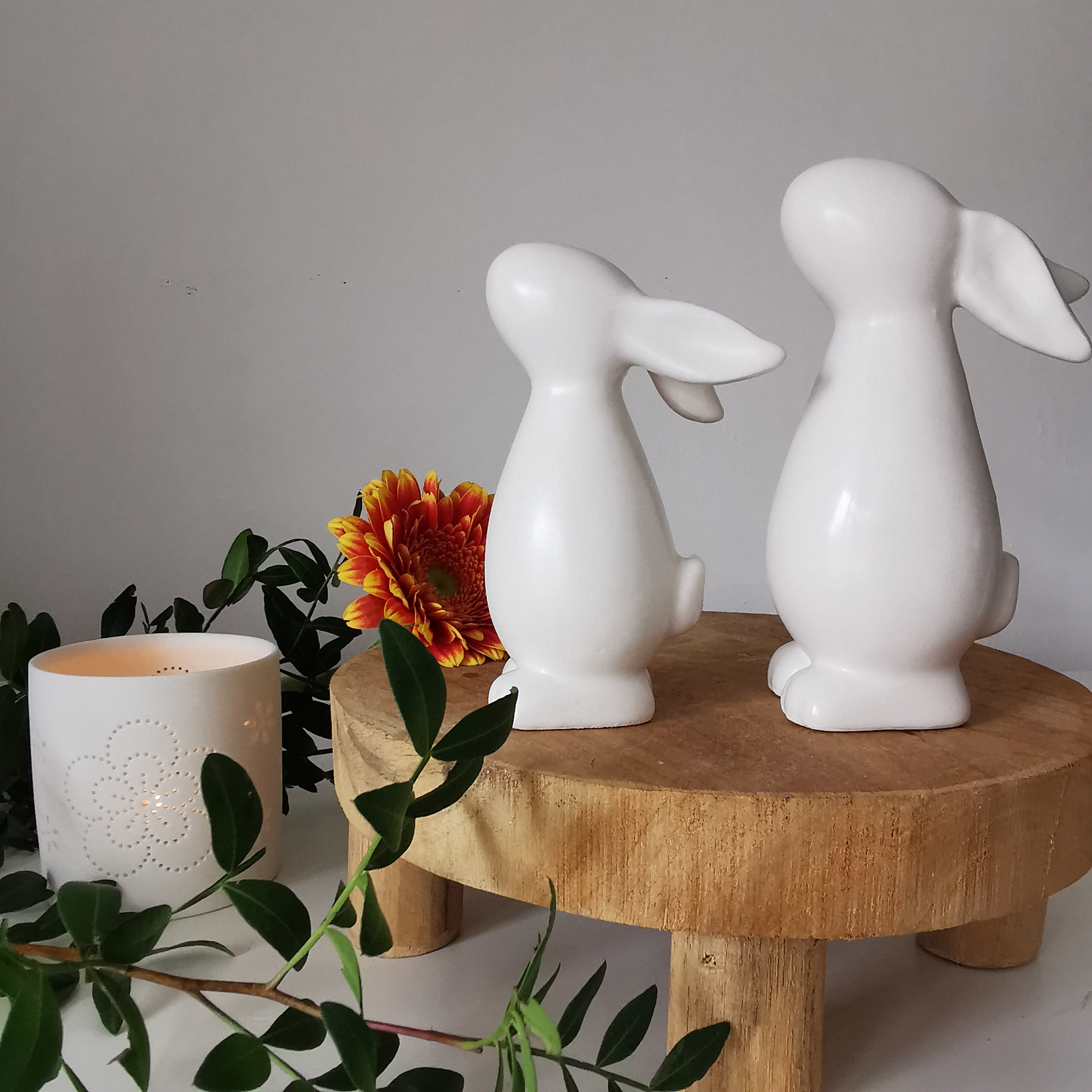 Matt White Ceramic Bunny Rabbit Standing Easter Decoration