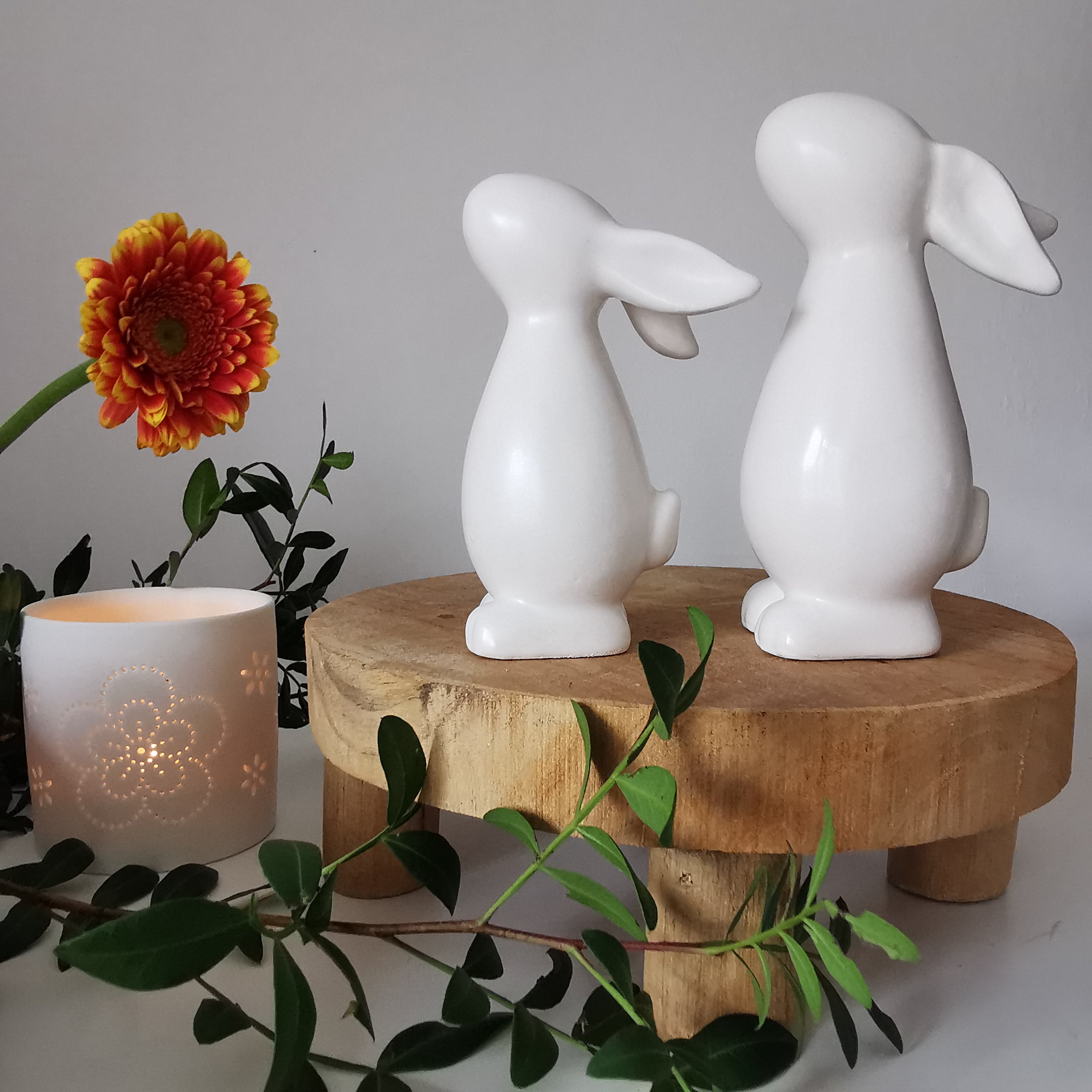 Matt White Ceramic Bunny Rabbit Standing Easter Decoration