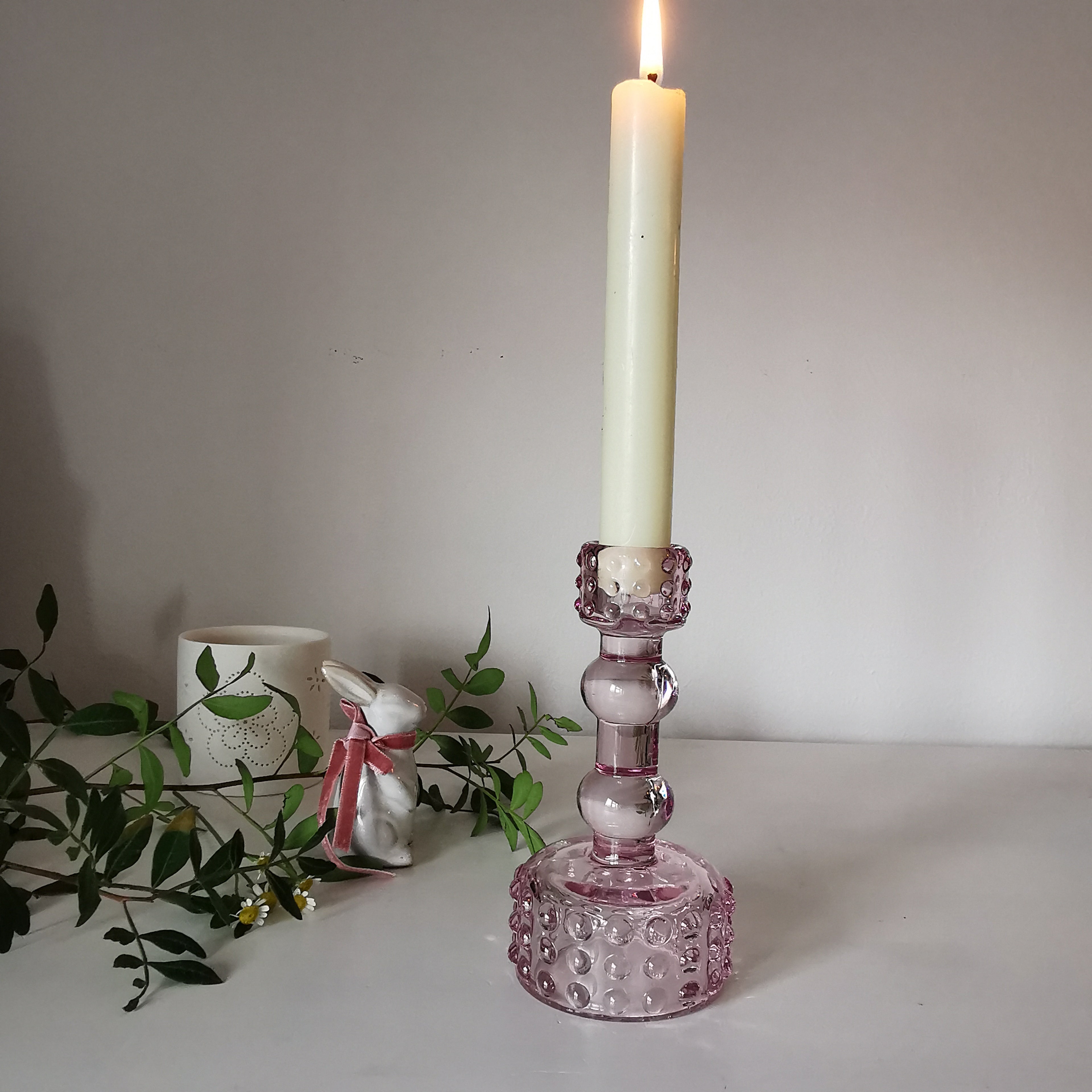 Coloured Bobble Glass Candlestick Holder