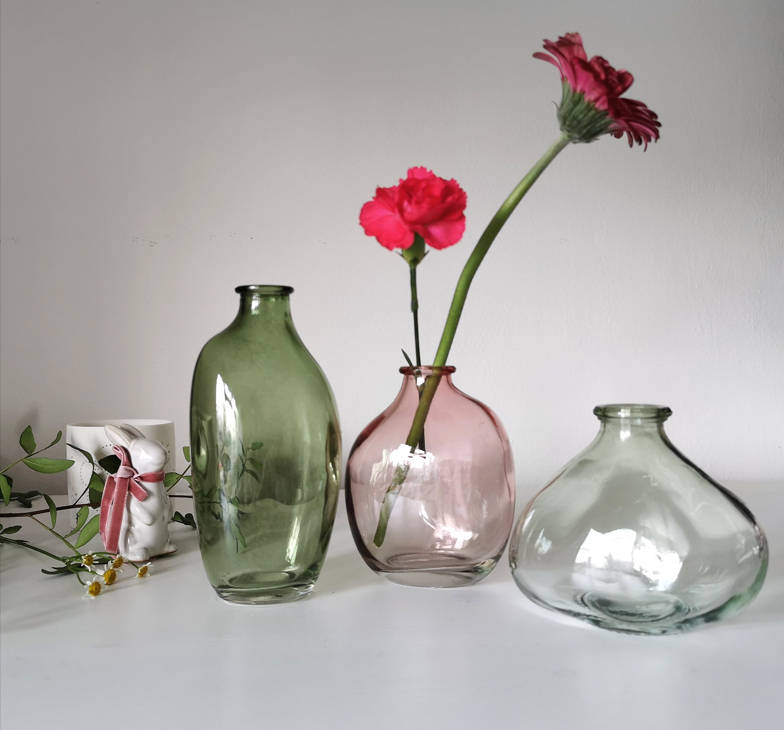 Organic Glass sculptural vases set of 3