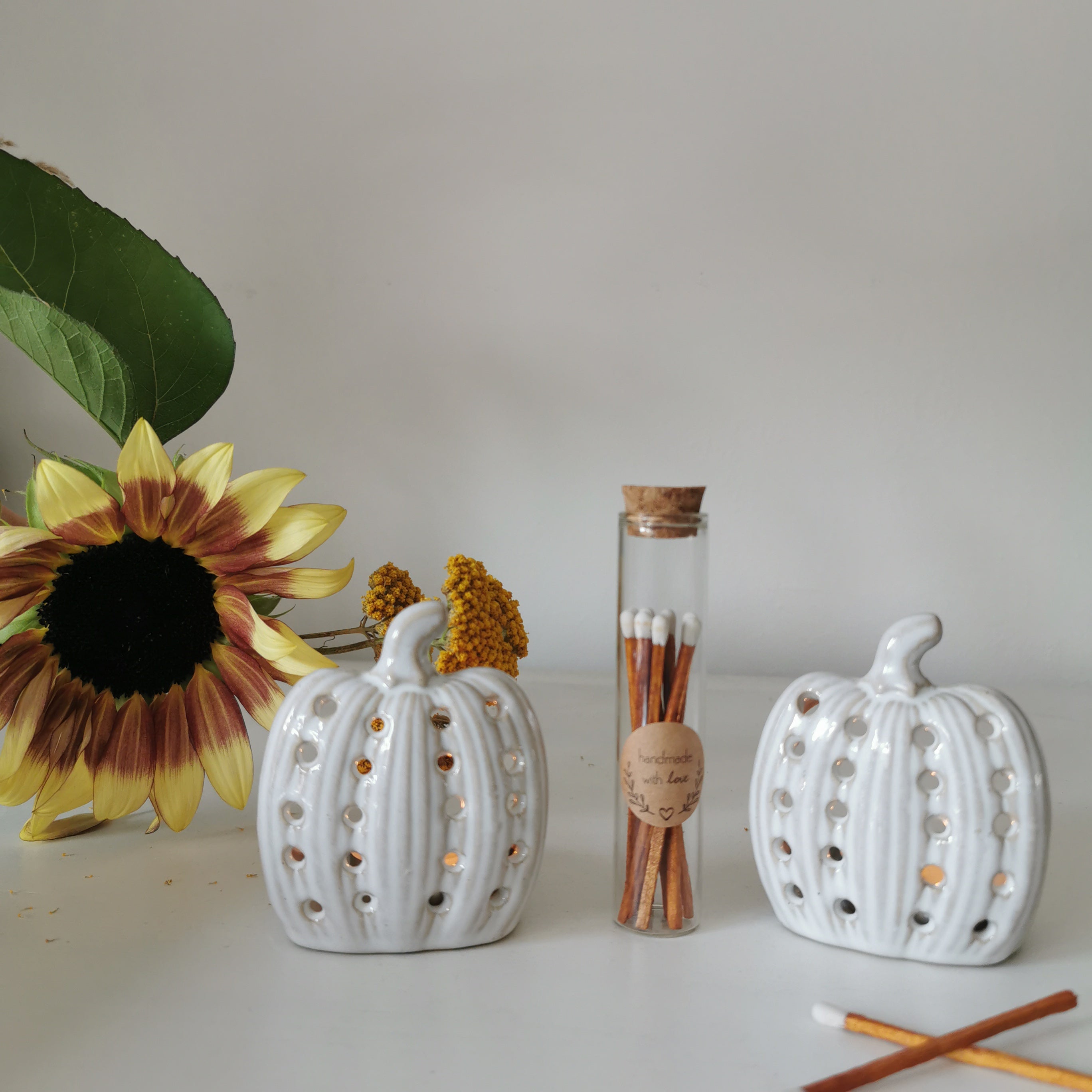 Grey Pumpkin Tealight Holders Set of two