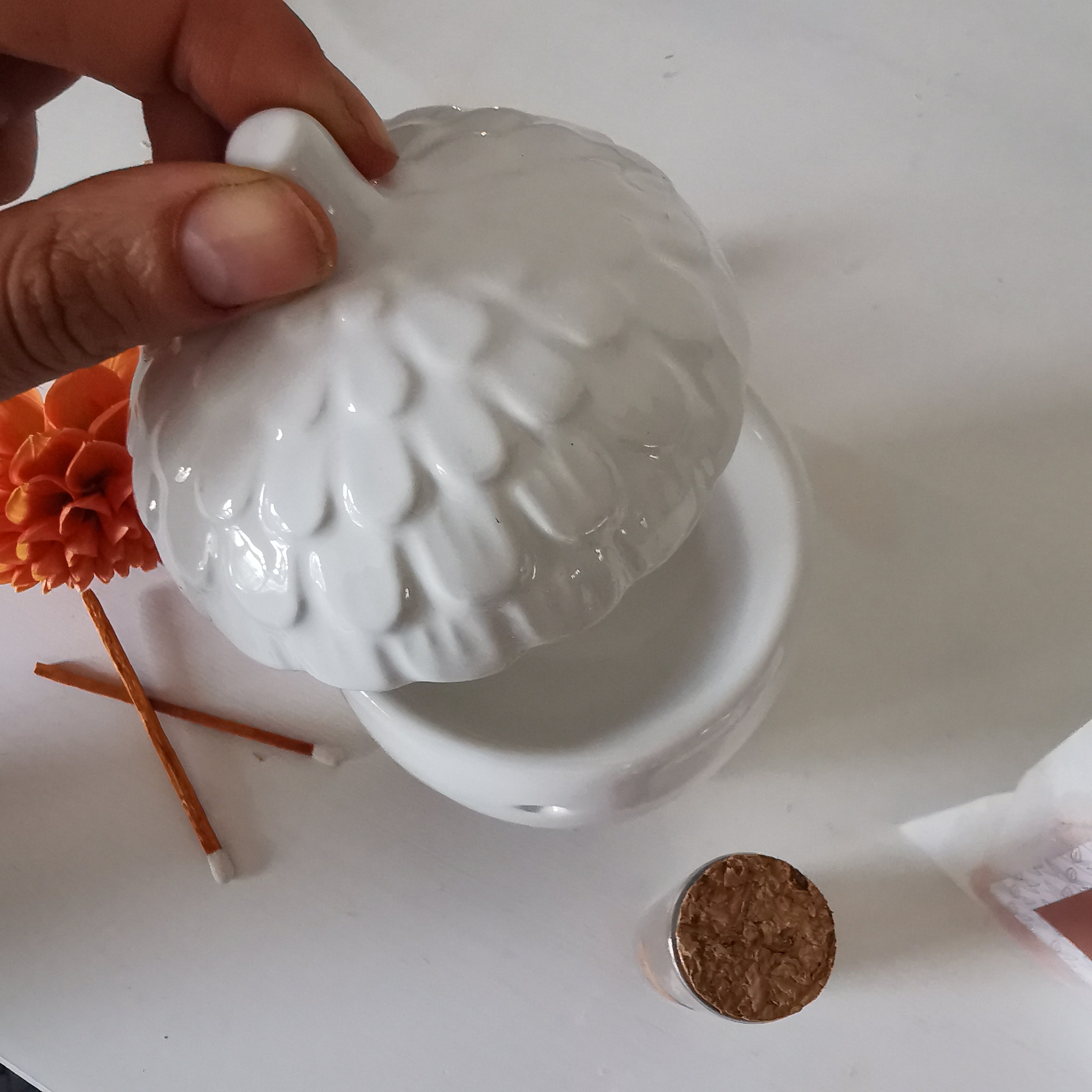 White Acorn Wax Burner & Autumn Melts Gift Set