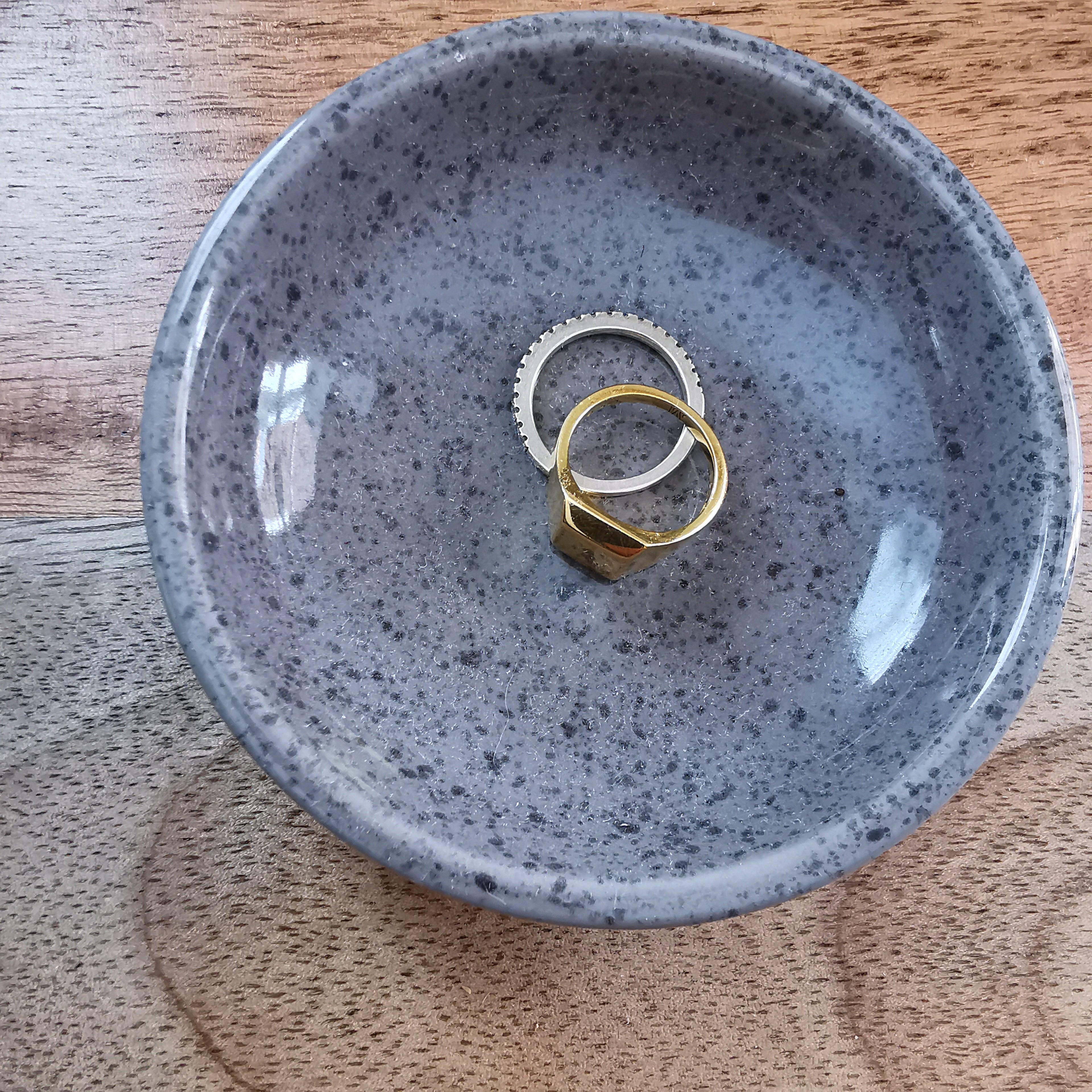 Reactive Glazed Round Jewellery Dish Blue Stone Mocca
