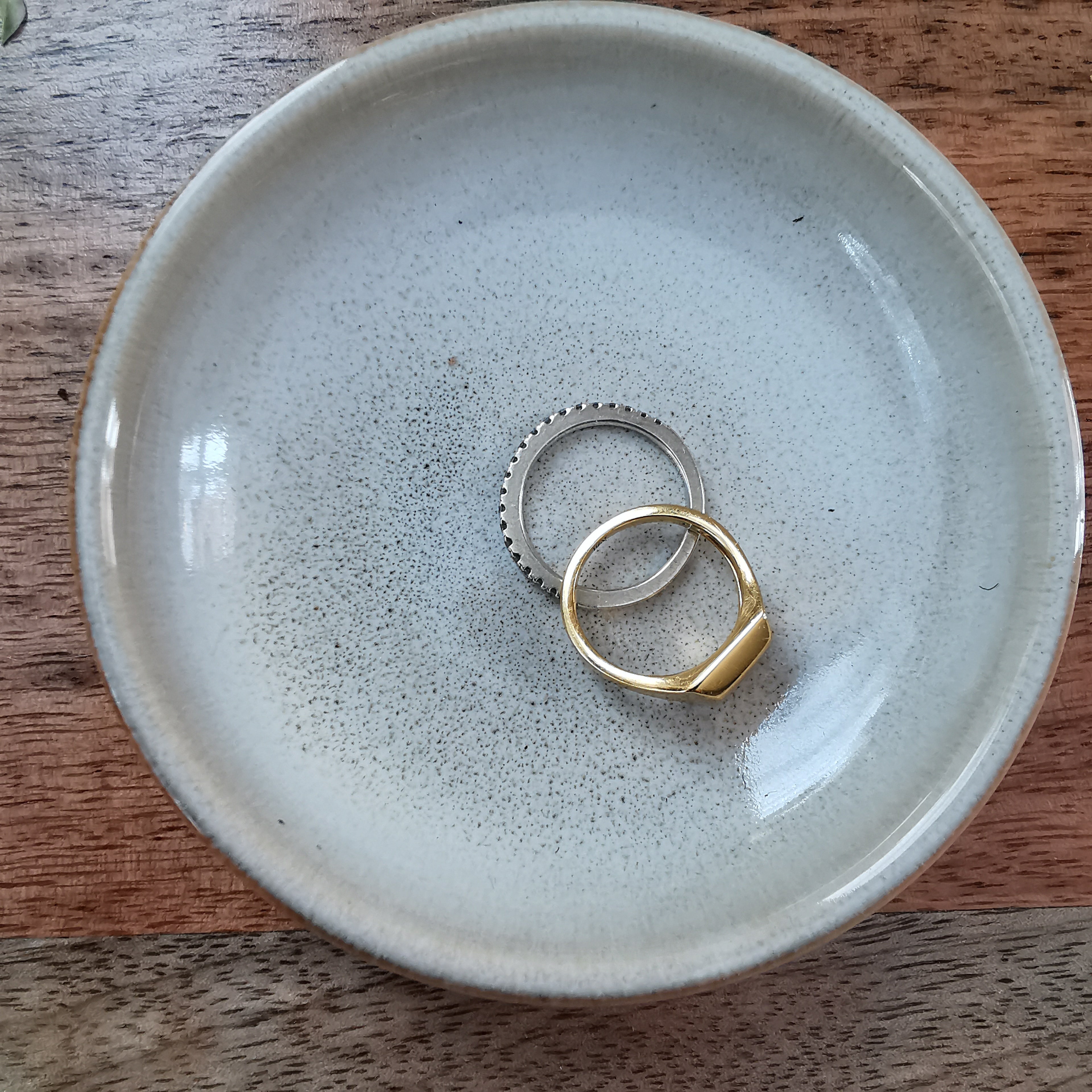 Reactive Glazed Round Jewellery Dish Blue Stone Mocca