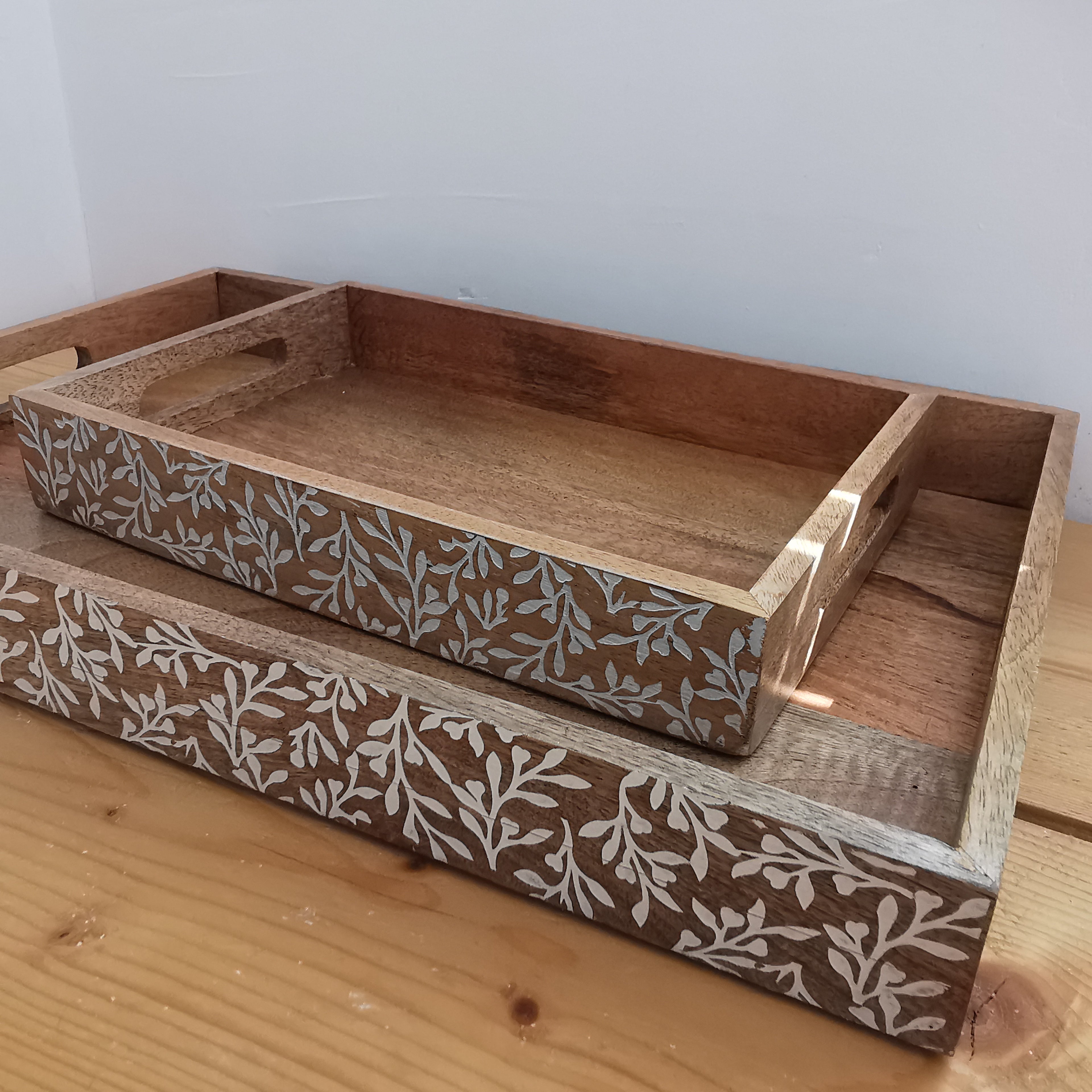 Wooden Trays with floral design Medium Large