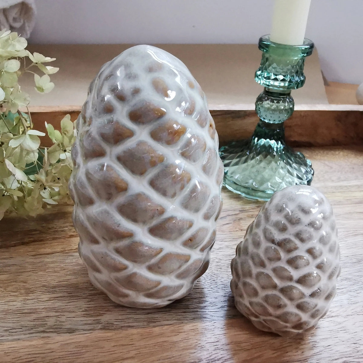 Ceramic Pinecone Ornament – Reactive Glaze, Two Sizes   Handcrafted Sustainable Living  Almasea