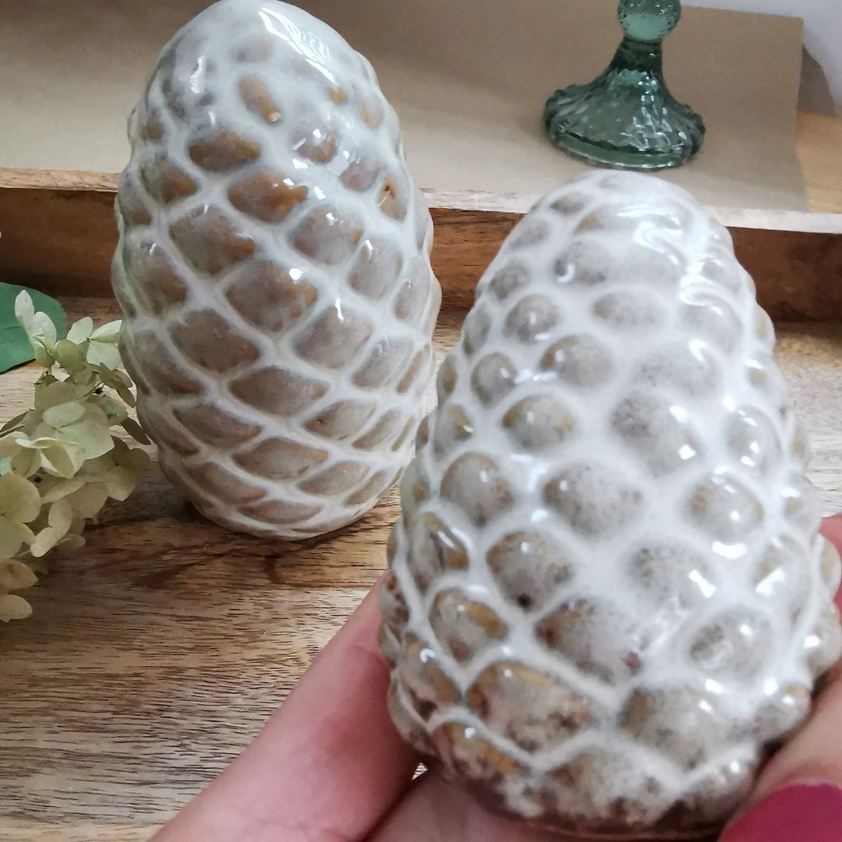 Ceramic Pinecone Ornament – Reactive Glaze, Two Sizes   Handcrafted Sustainable Living  Almasea
