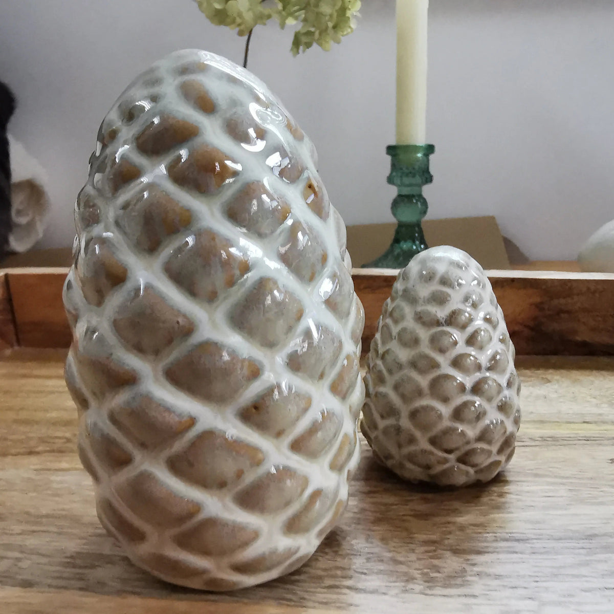 Ceramic Pinecone Ornament – Reactive Glaze, Two Sizes   Handcrafted Sustainable Living  Almasea