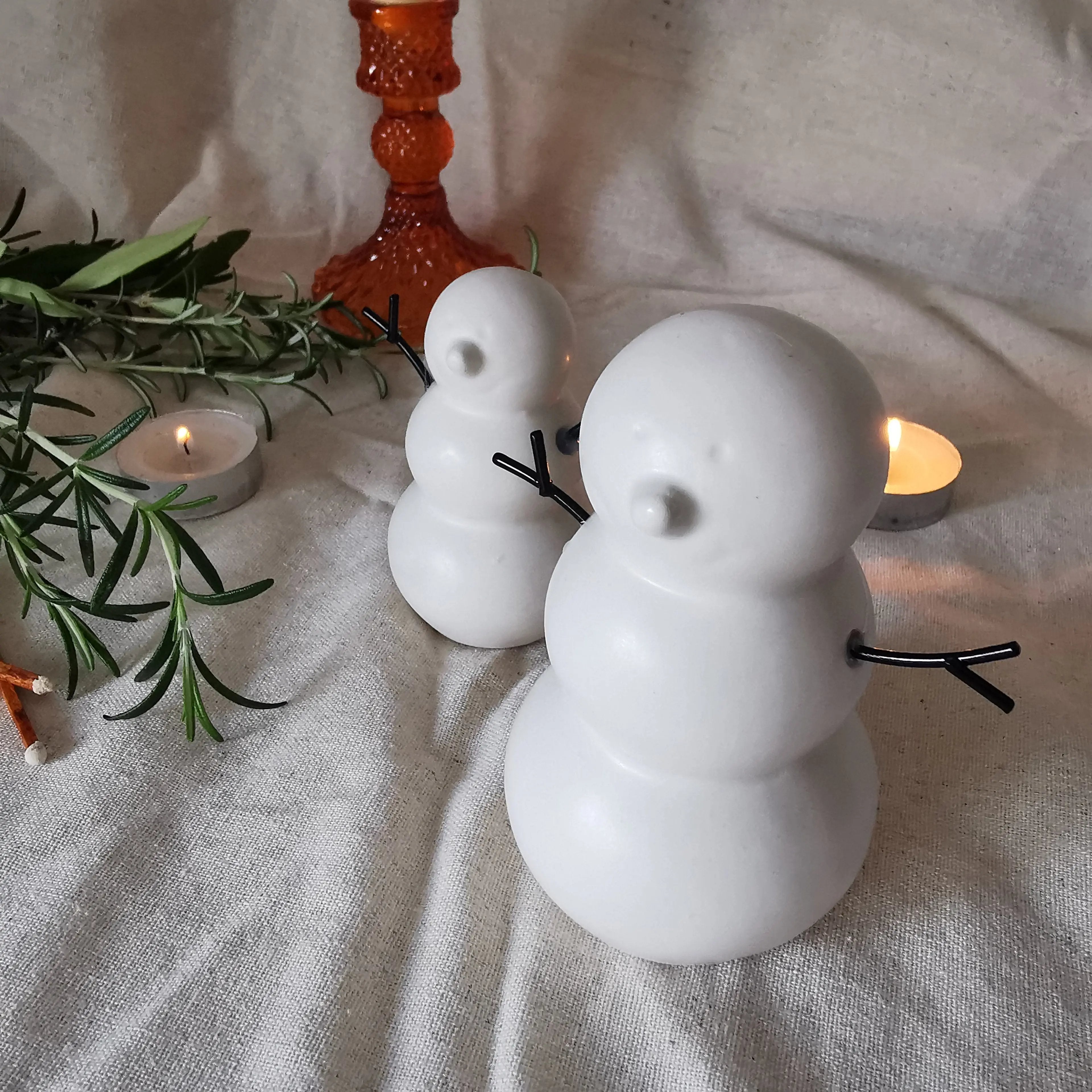White Snowman Ceramic Festive Decoration Scandinavian Matt Finish Almasea