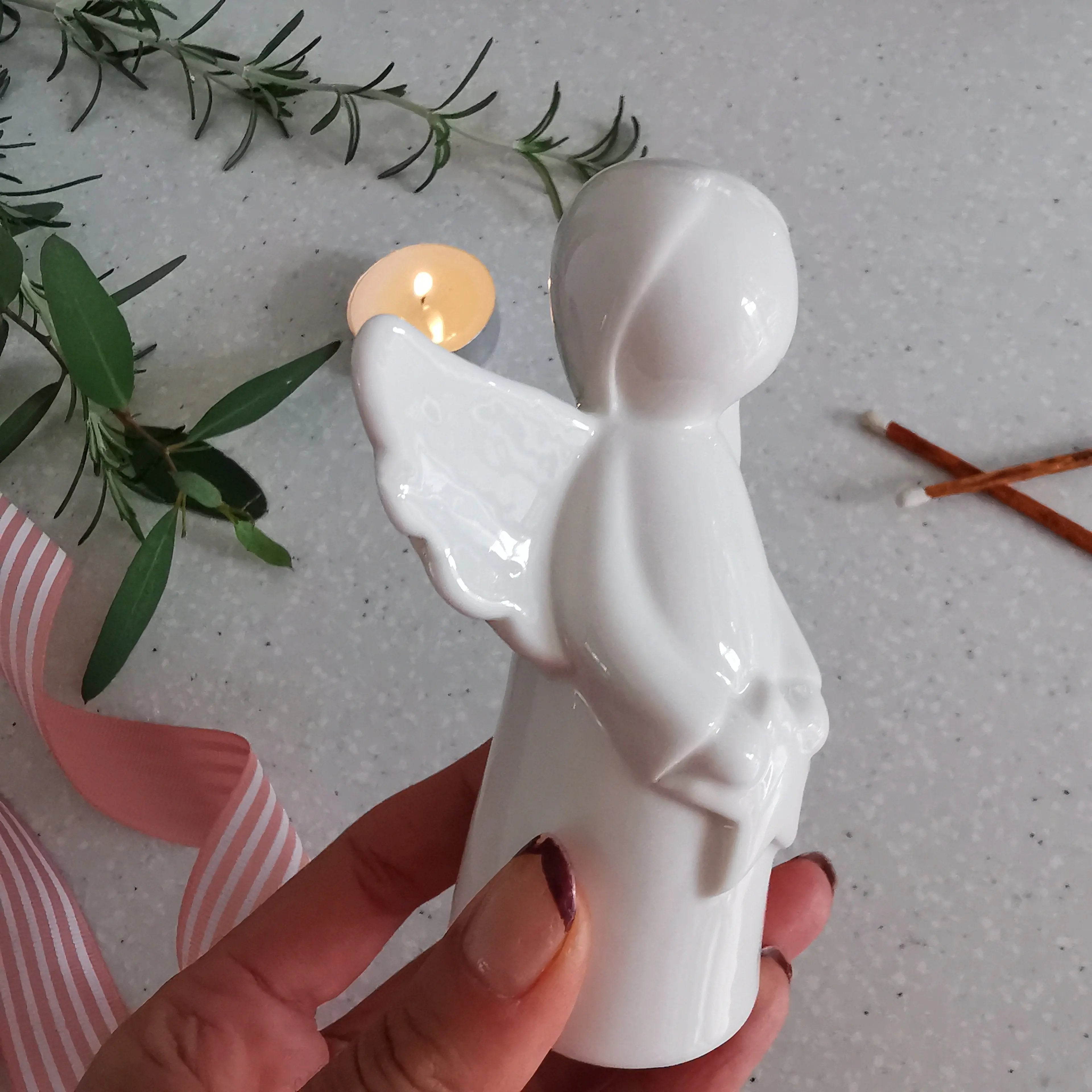 White Glossy Angel Christmas Decoration - Almasea