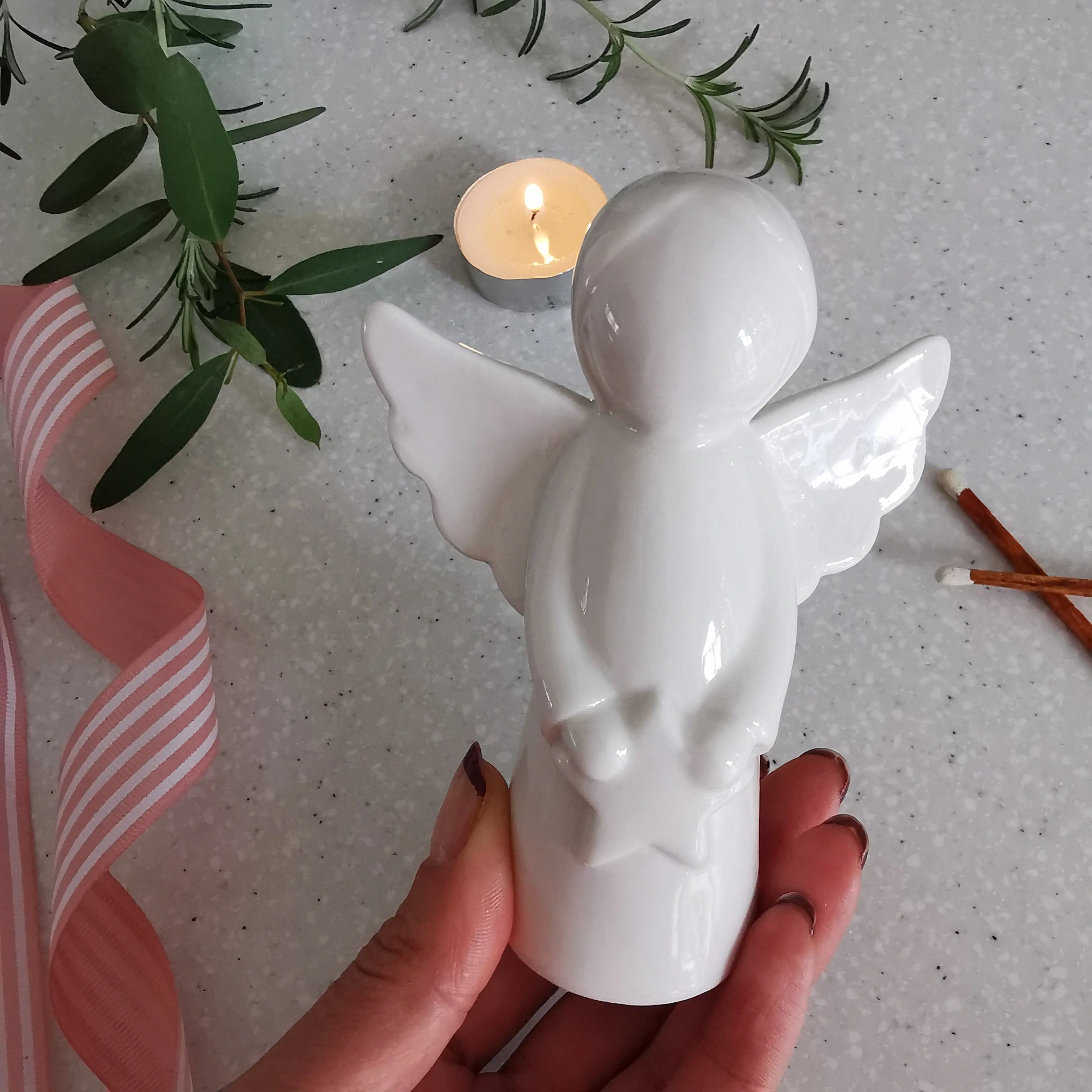 White Glossy Angel Christmas Decoration - Almasea