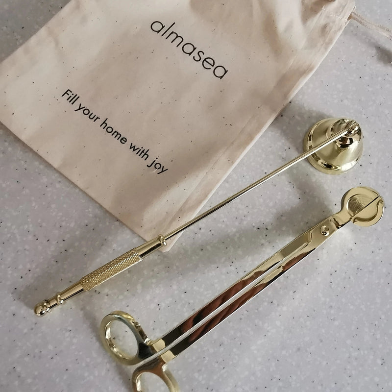 Gold Candle Wick Trimmer & Snuffer Set   Handcrafted Sustainable Living  Almasea