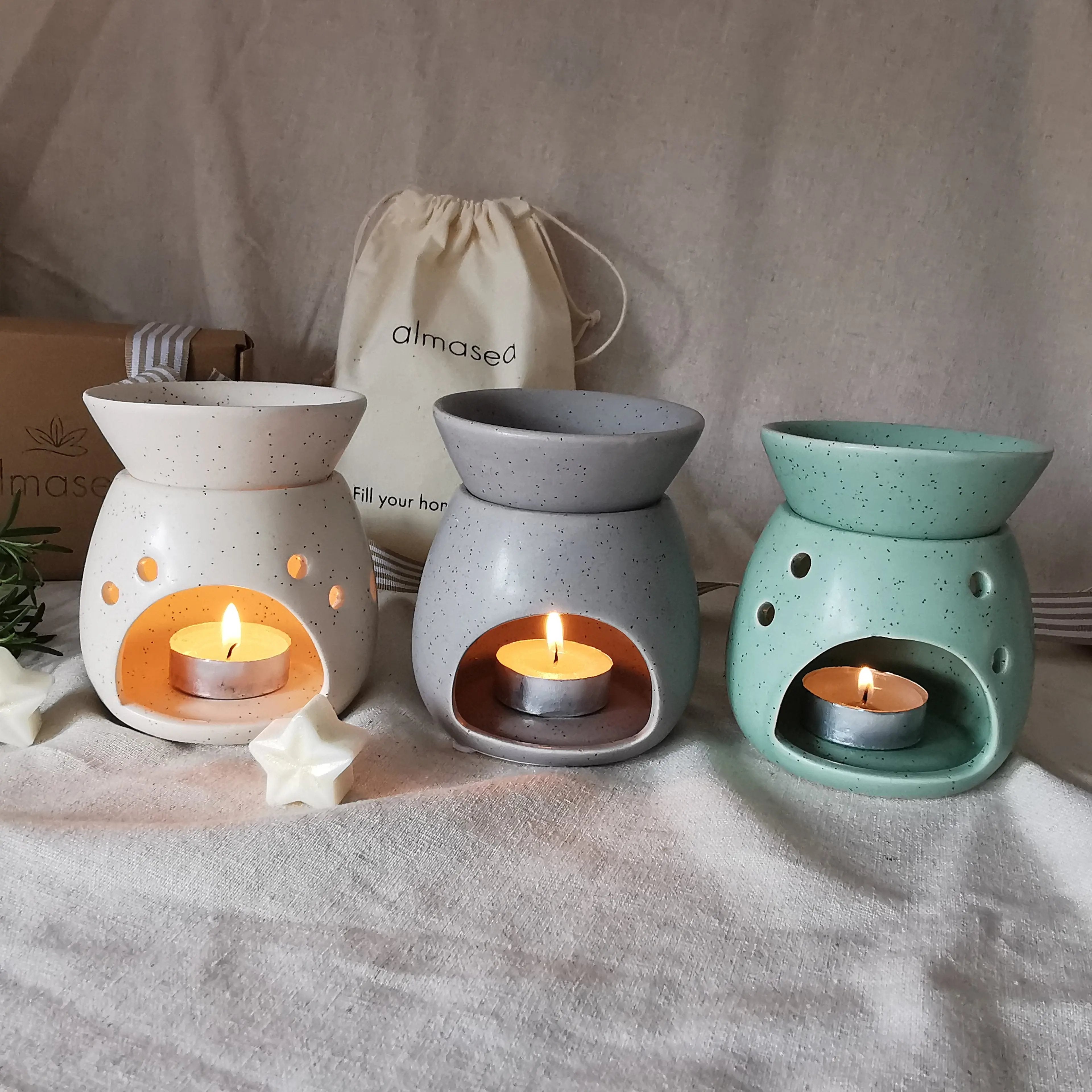 Speckled Wax Melt Warmer Oil Burner Green Stone Almasea