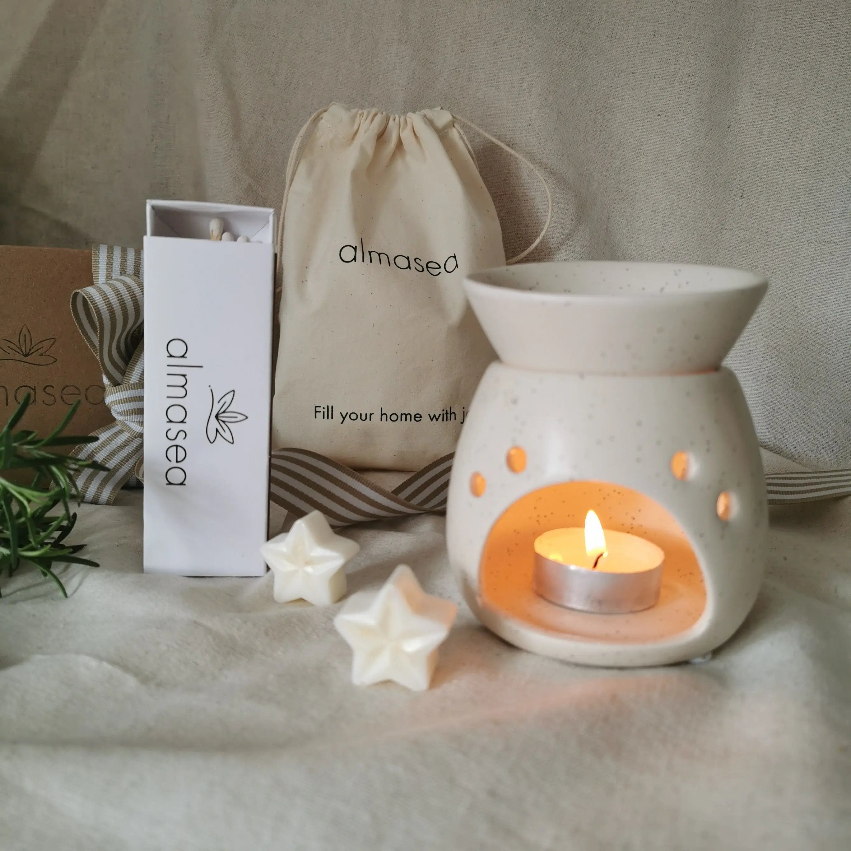 Speckled Wax Melt Warmer Oil Burner Green Stone Almasea