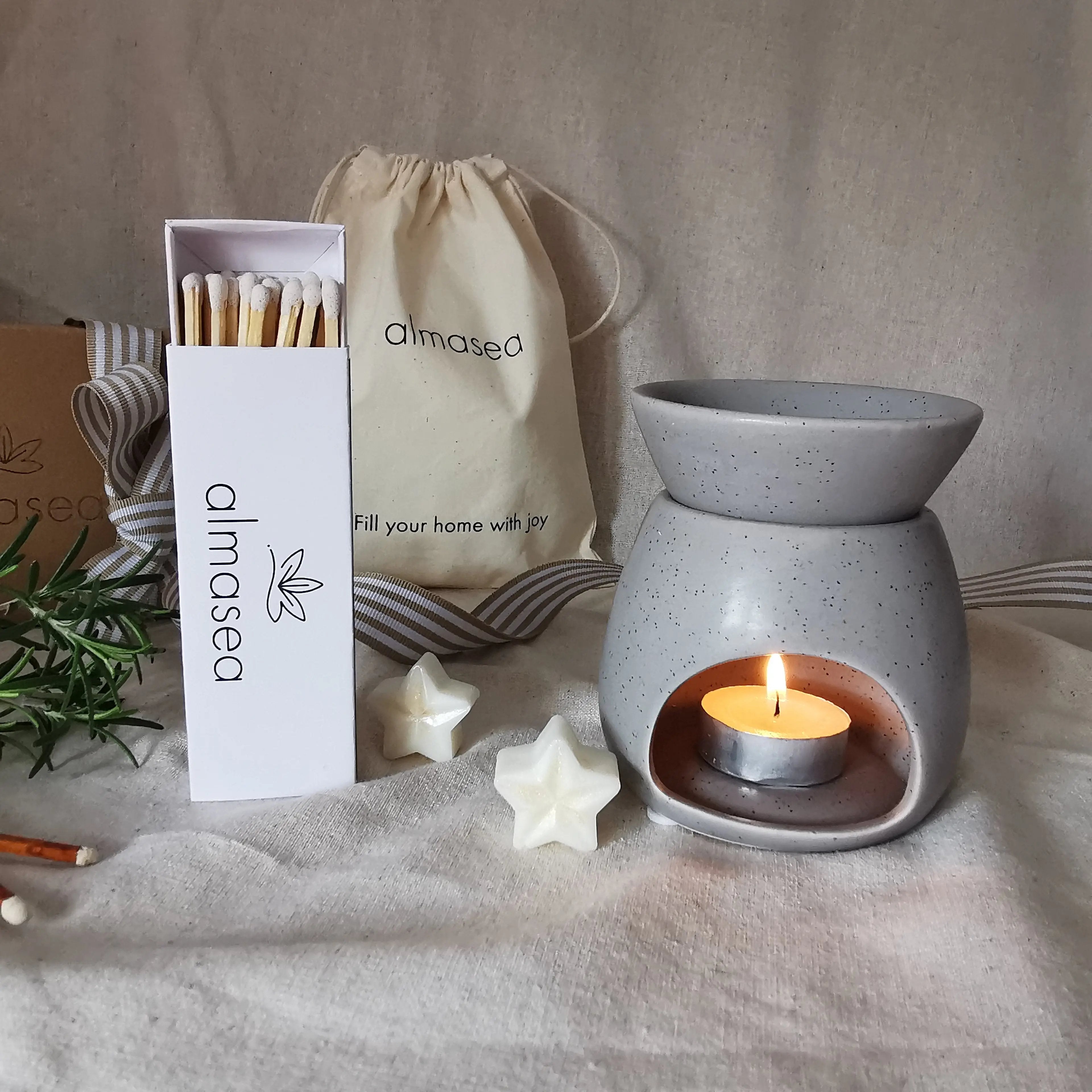 Speckled Wax Melt Warmer Oil Burner Green Stone Almasea