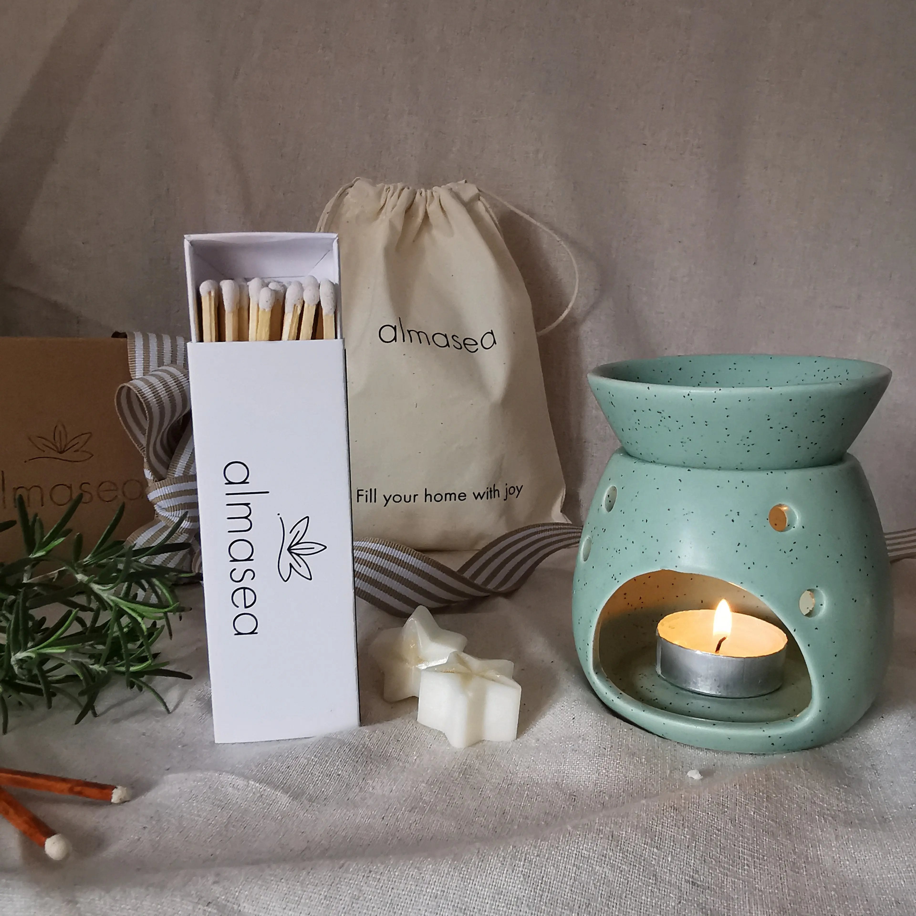 Speckled Wax Melt Warmer Oil Burner Green Stone Almasea