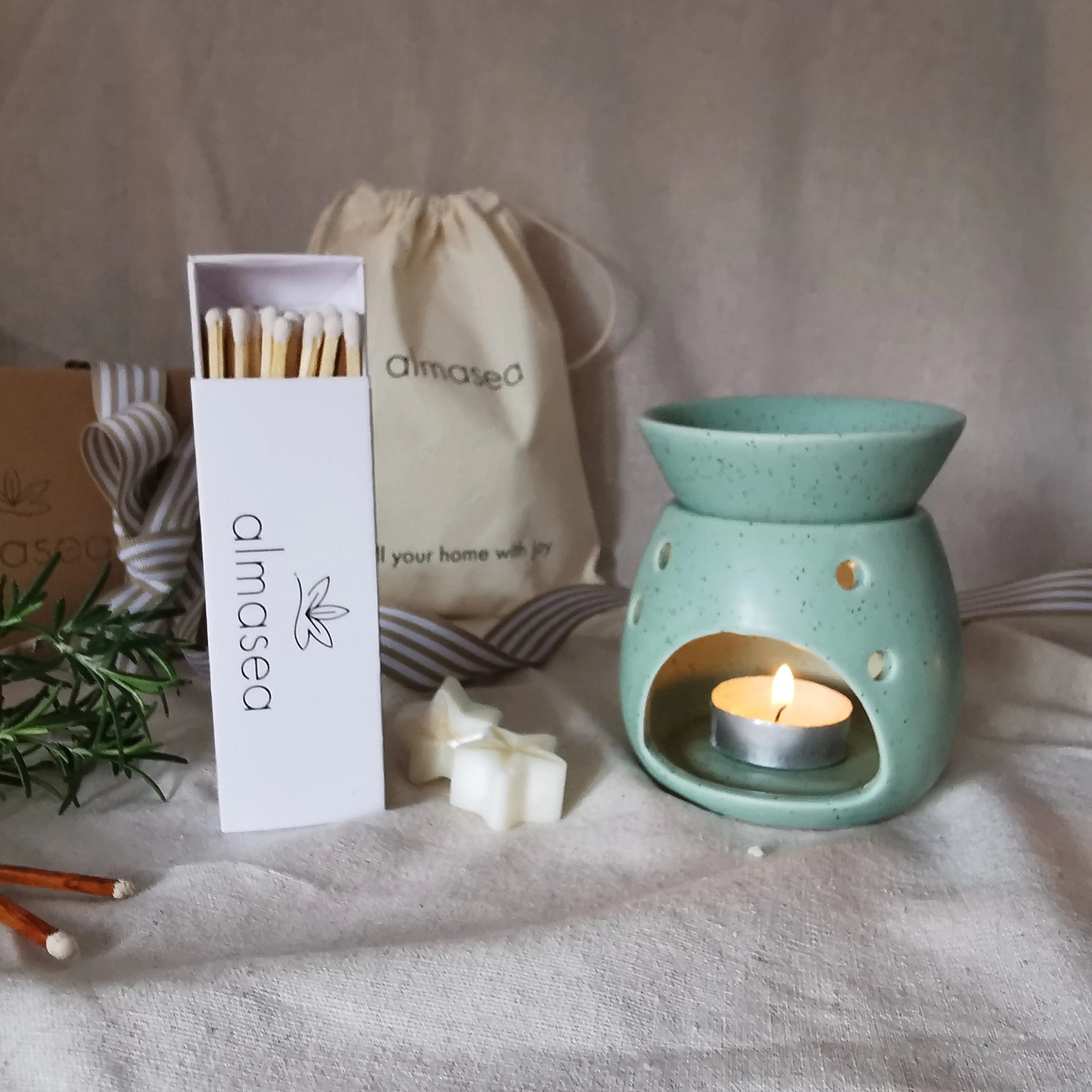 Speckled Wax Melt Warmer Oil Burner Green Stone Almasea