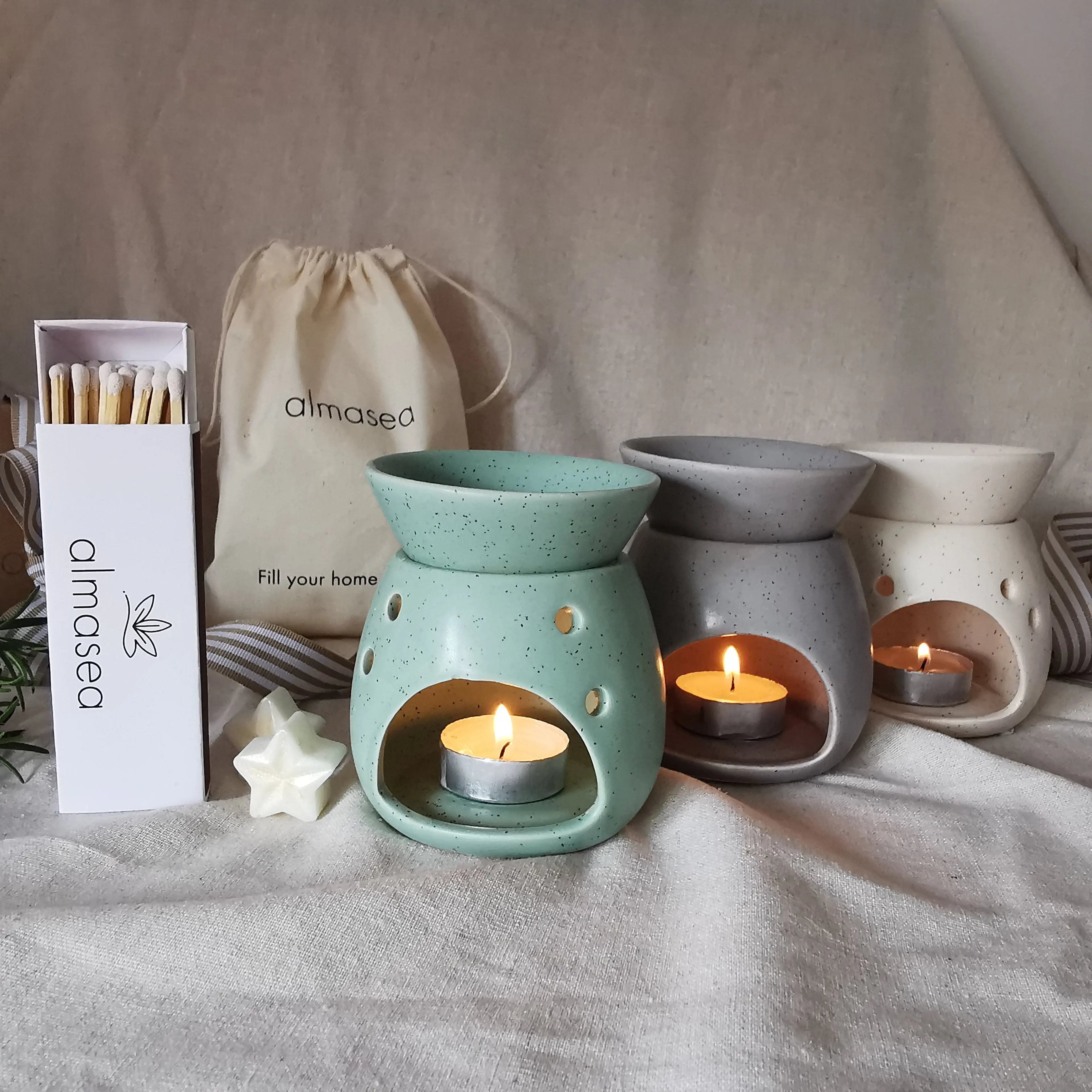 Speckled Wax Melt Warmer Oil Burner Green Stone Almasea