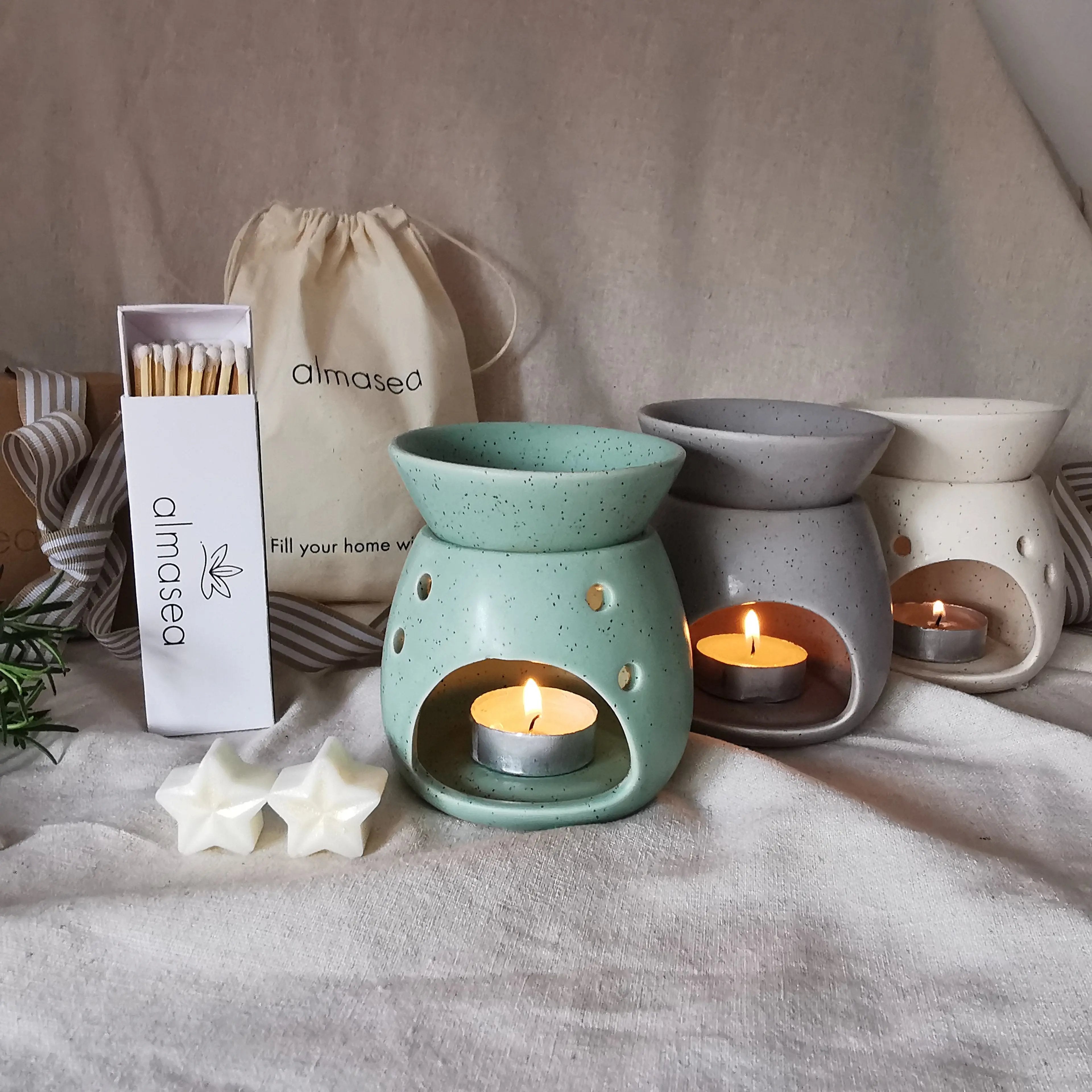 Speckled Wax Melt Warmer Oil Burner Green Stone Almasea