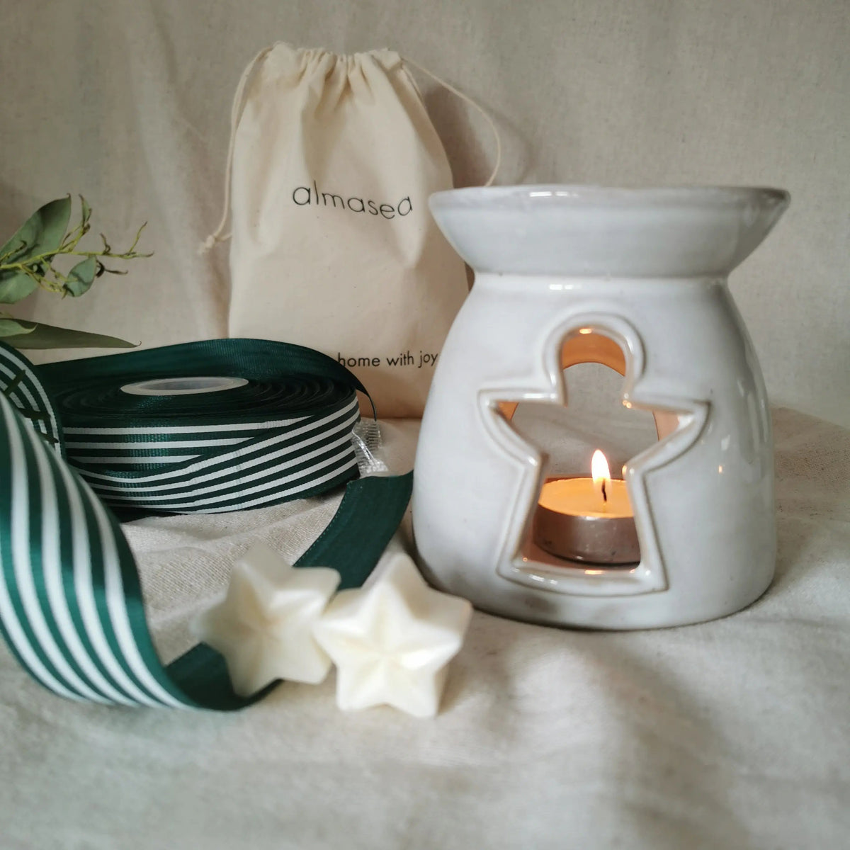 Festive Ceramic Wax Burner – Star, Tree & Angel Designs   Handcrafted Sustainable Living  Almasea