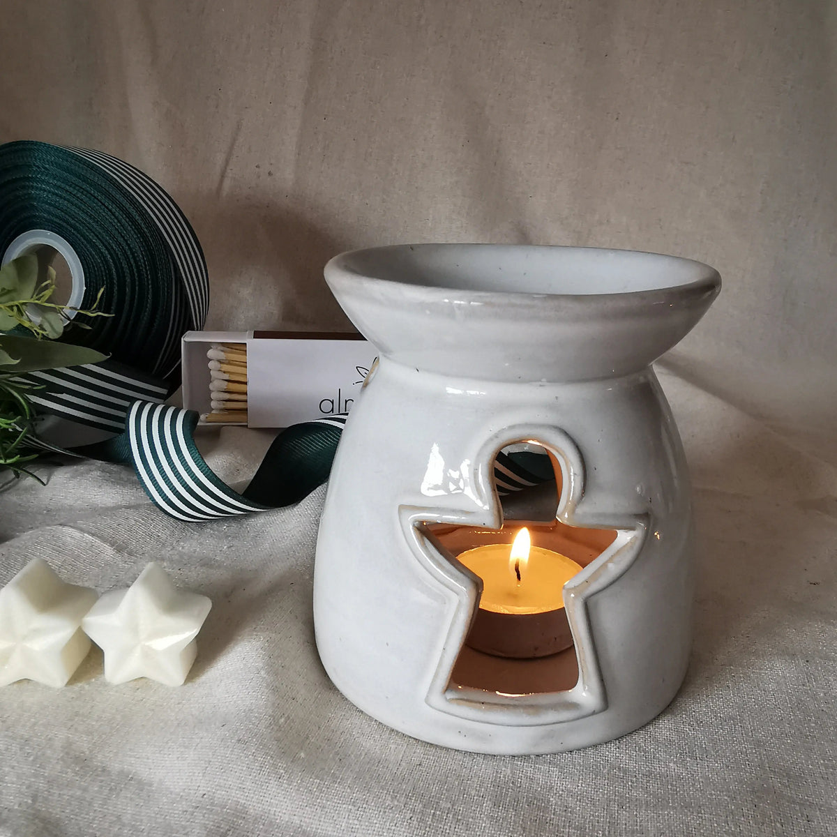 Festive Ceramic Wax Burner – Star, Tree & Angel Designs   Handcrafted Sustainable Living  Almasea
