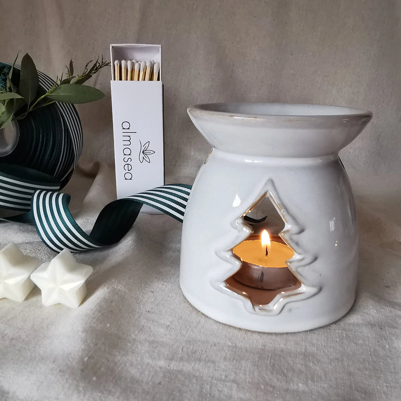 Festive Ceramic Wax Burner – Star, Tree & Angel Designs   Handcrafted Sustainable Living  Almasea