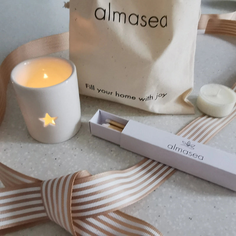 Star Tealight Holder Gift Set – Christmas Matches & Candle   Handcrafted Sustainable Living  Almasea